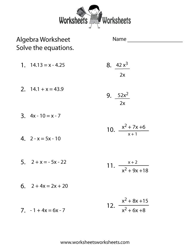 math algebra worksheets