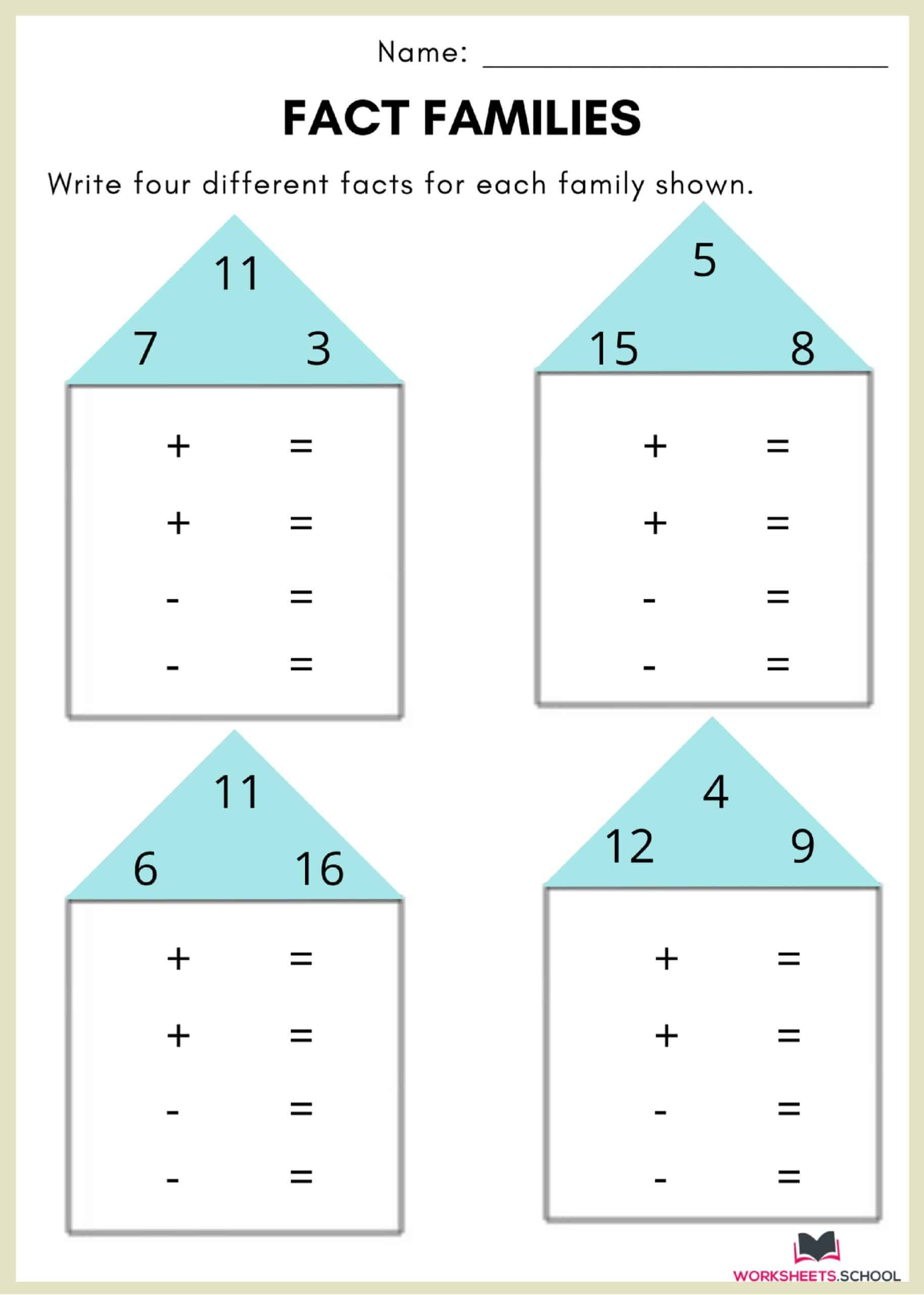 10 Fact Family Worksheets Multiplication Addition EduWorksheets