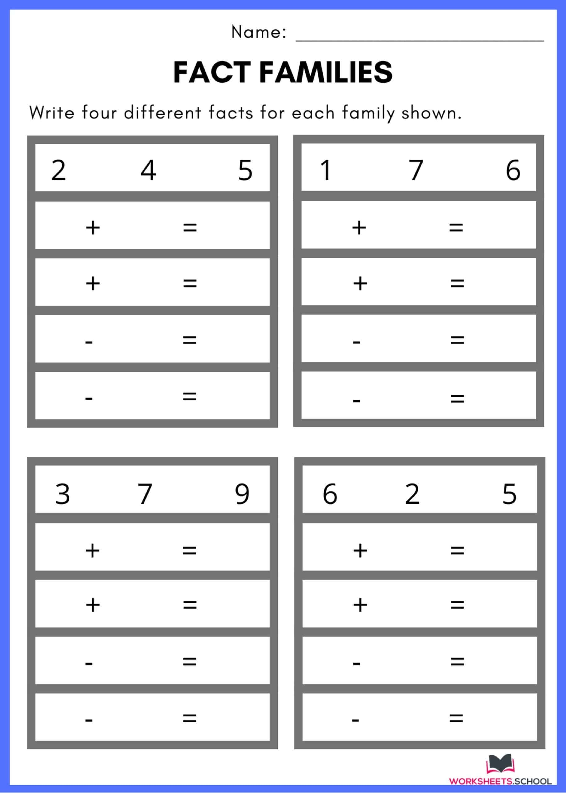 math fact family worksheets math fact family worksheets