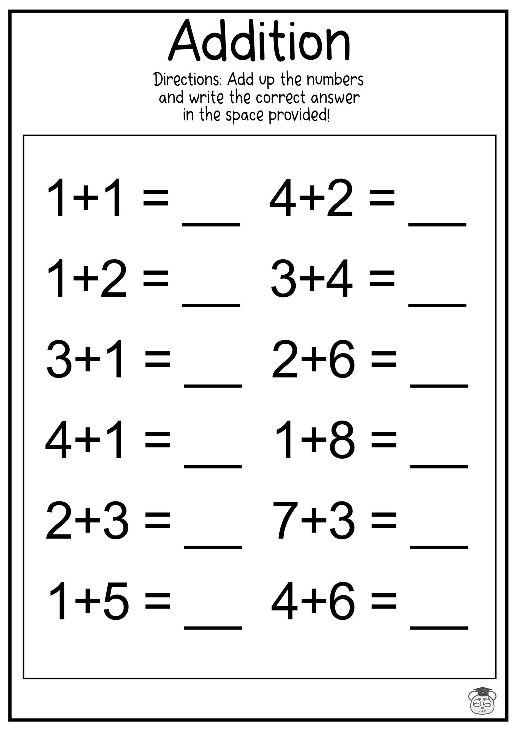 10 Printable Addition Math Worksheets Addition Practice Using Single Two And Three Digit Numbers ages 4 7 KG1 To Grade 2 Etsy Australia