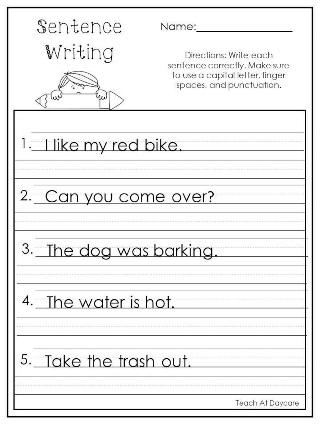 10 Printable Write The Sentence Worksheets 1st 3rd Grade ELA Worksheets Etsy UK