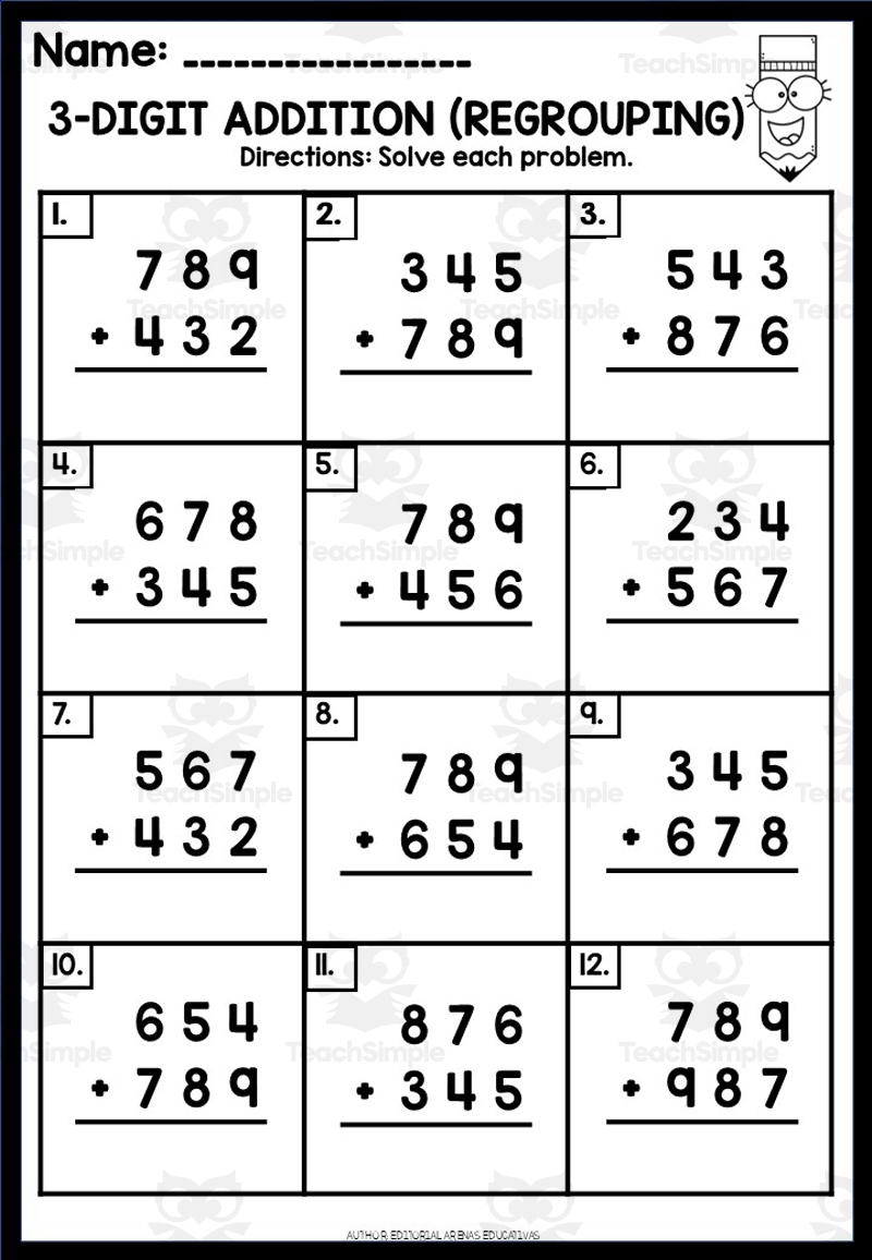 carrying math worksheets
