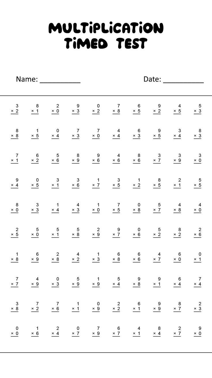 100 Problem Multiplication Timed Test Multiplication Worksheets Multiplication Facts Worksheets Math Fact Worksheets