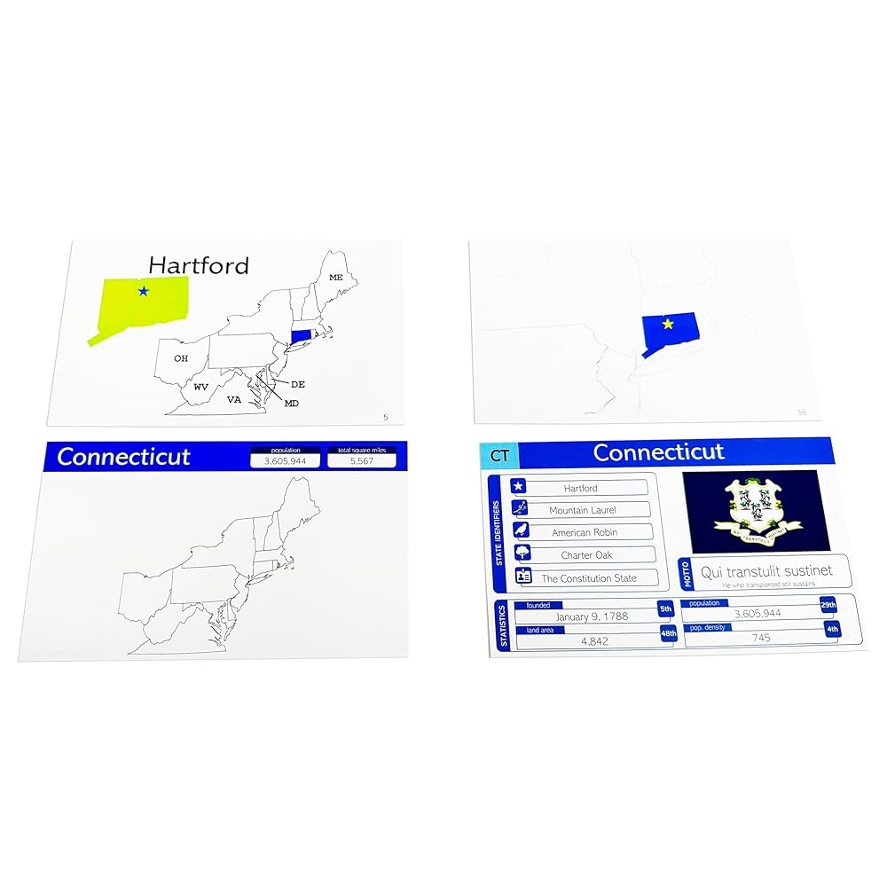 100 States And Capitals Flashcards Comes With 50 Beginner Cards And 50 Highly Detailed Advanced Maps Amazon de Toys