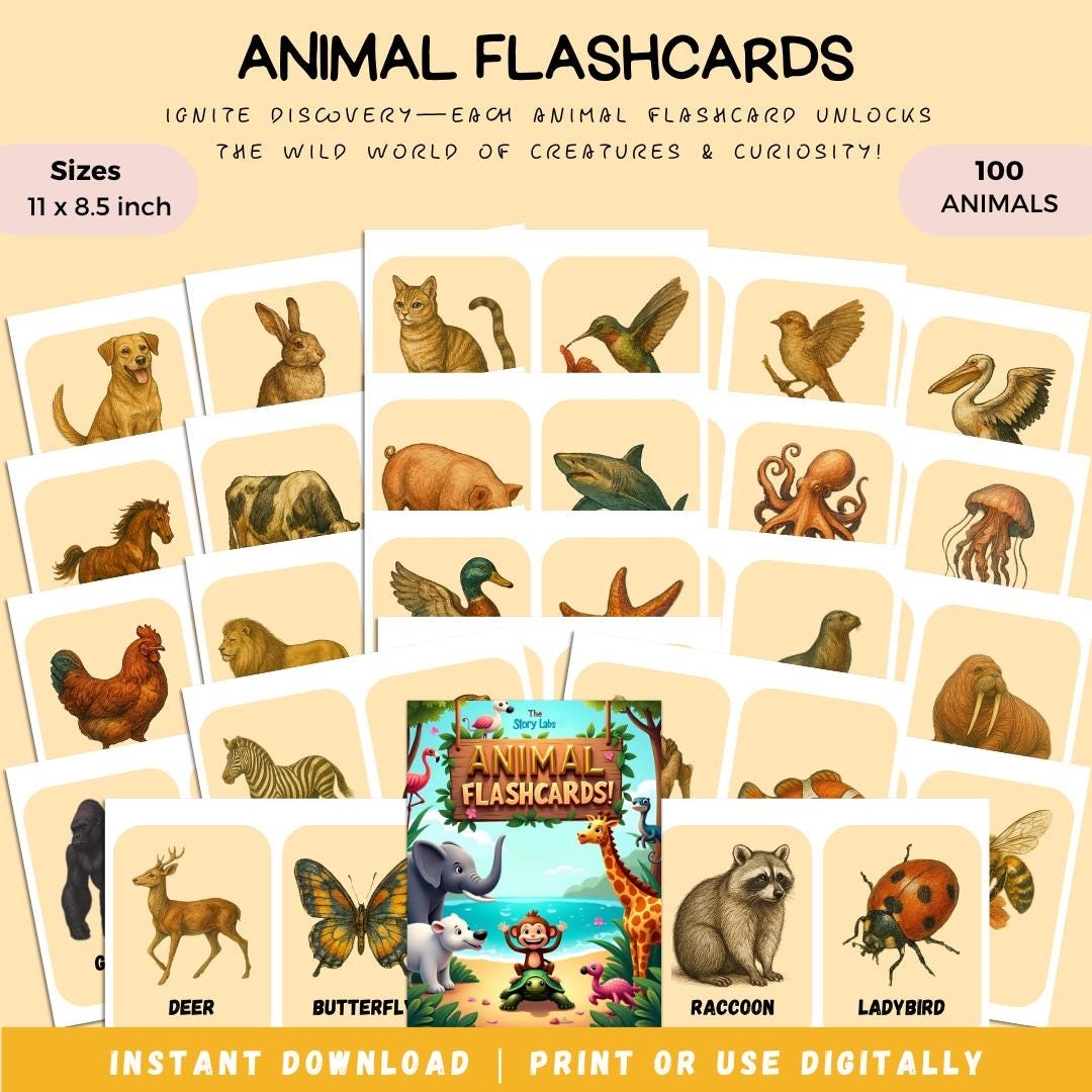 100 animals flashcards