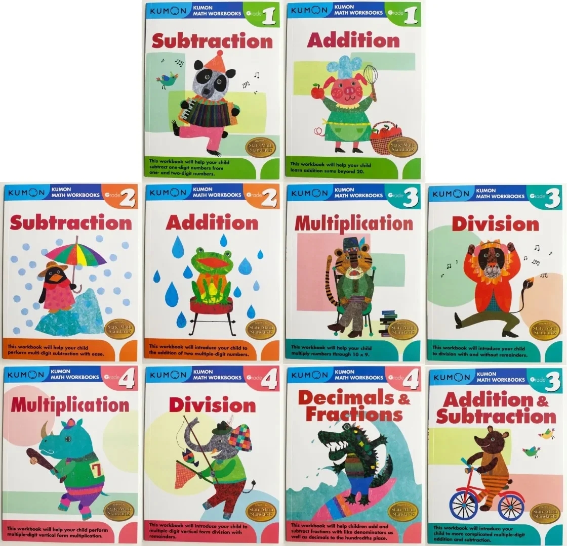 10Books Set Kumon Calculation Math Workbooks English Math Problems Exercises Teaching Books G1 G4 For Age 6 10 Years Old Libros AliExpress