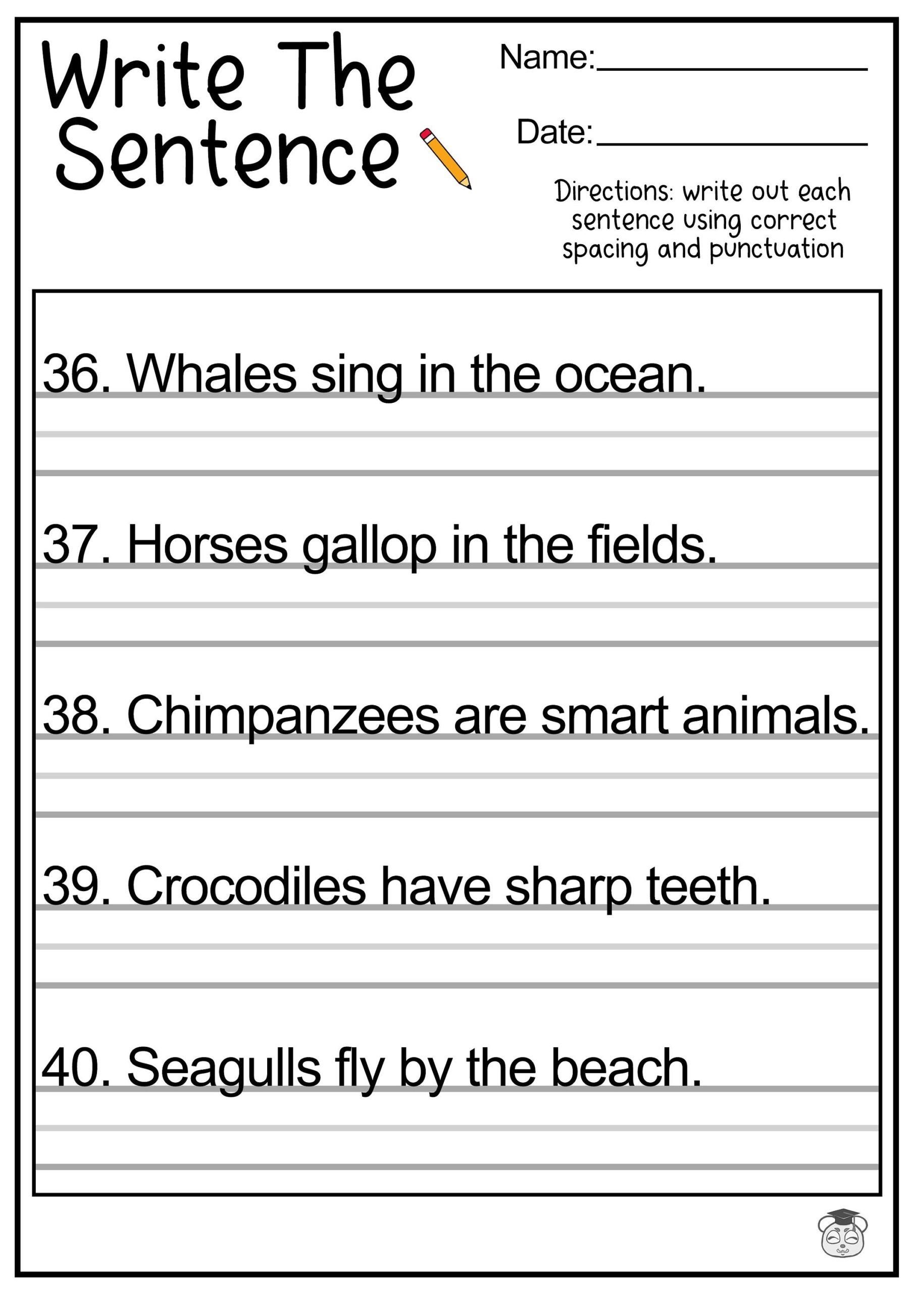 11 Printable Sentence Writing English Worksheets Improve Reading And Writing Skills ages 4 7 KG1 To Grade 2 Etsy Israel