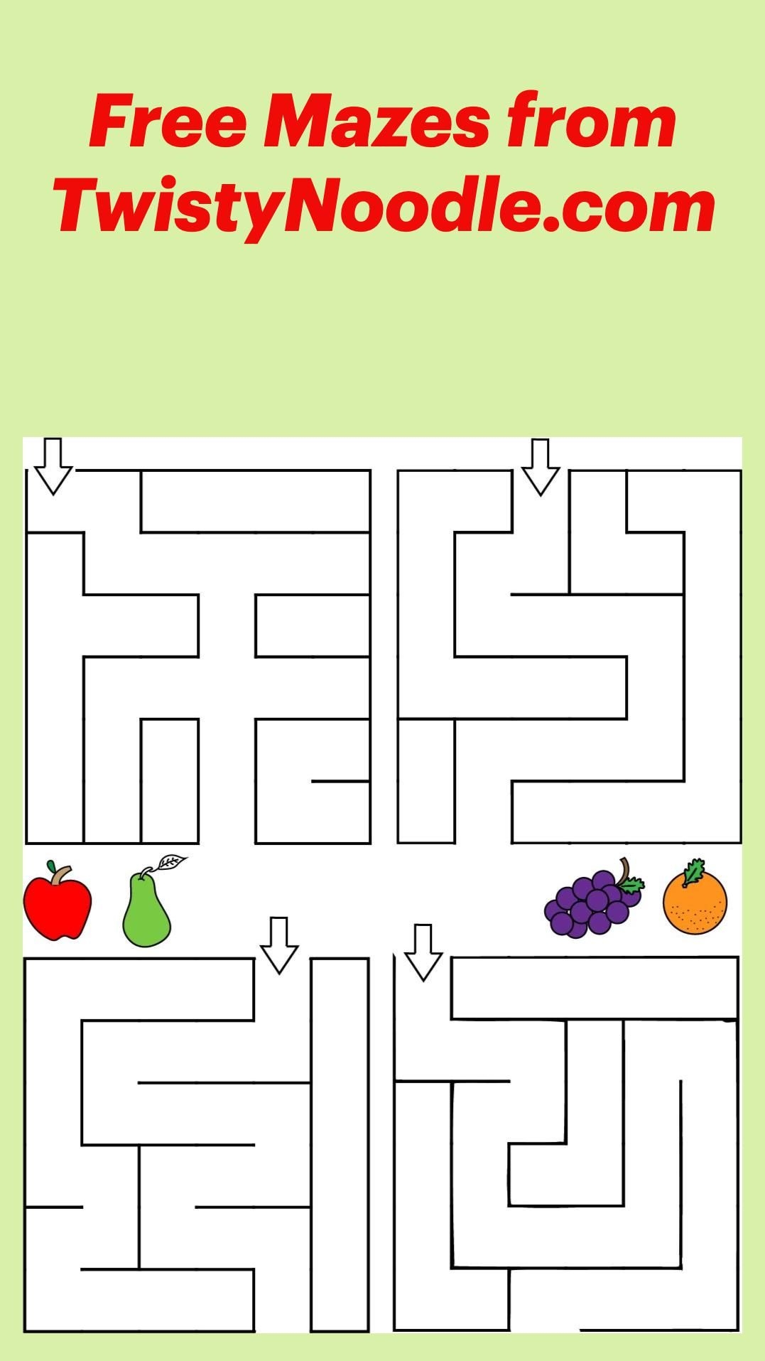 110 Free Printable Mazes From TwistyNoodle Ideas Printable Mazes Coloring Pages Maze