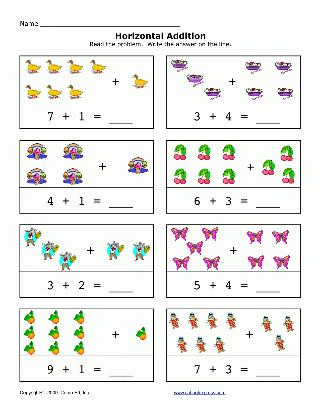 12 Horizontal Addition Ideas Kindergarten Math Worksheets Free Kindergarten Math Worksheets Math For Kids