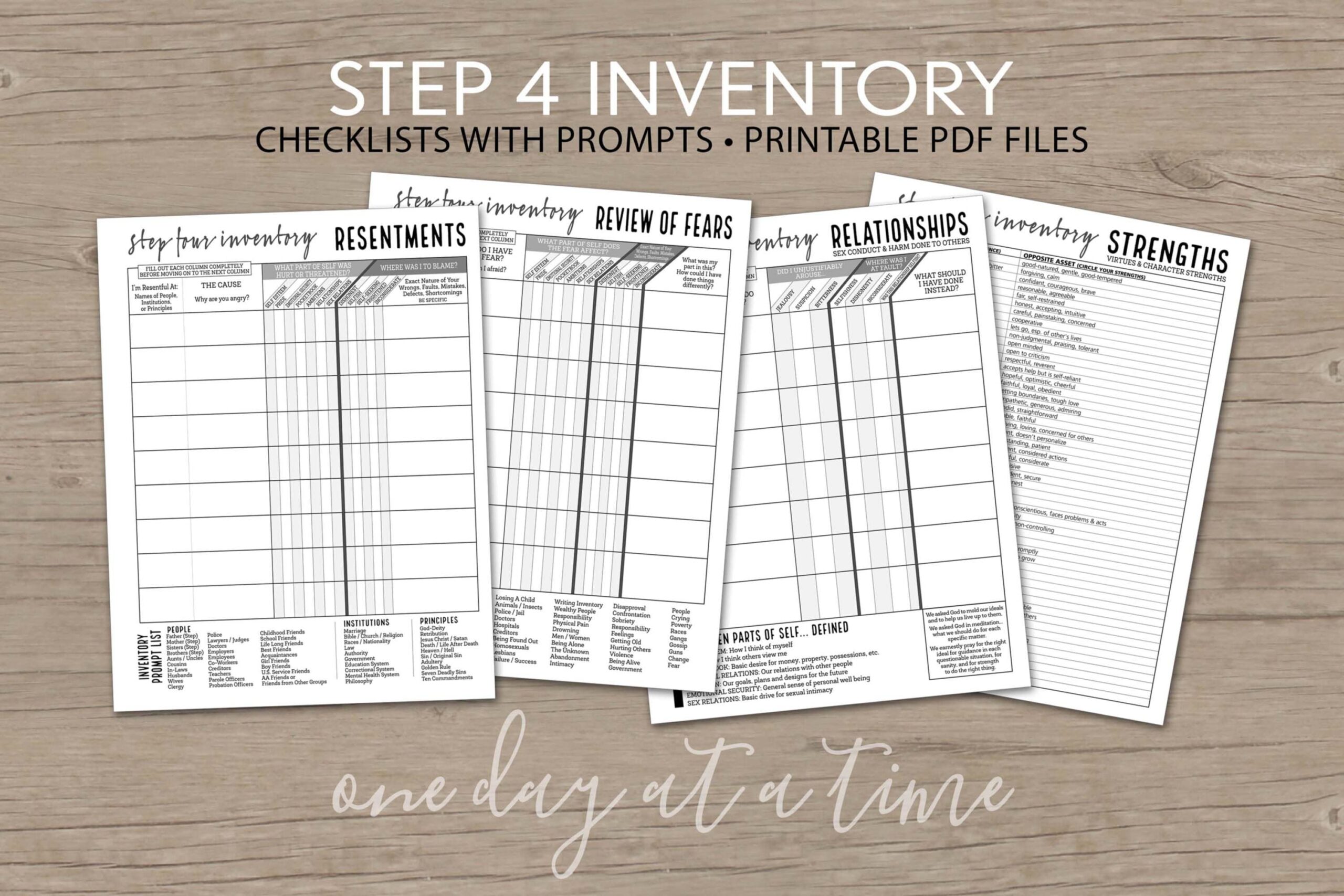 12 Step Journal PLUS Step 4 Worksheets And Step 10 Inventory AA NA Al anon Addiction Sobriety Recovery Instant Download Printable 8 5x11 Etsy