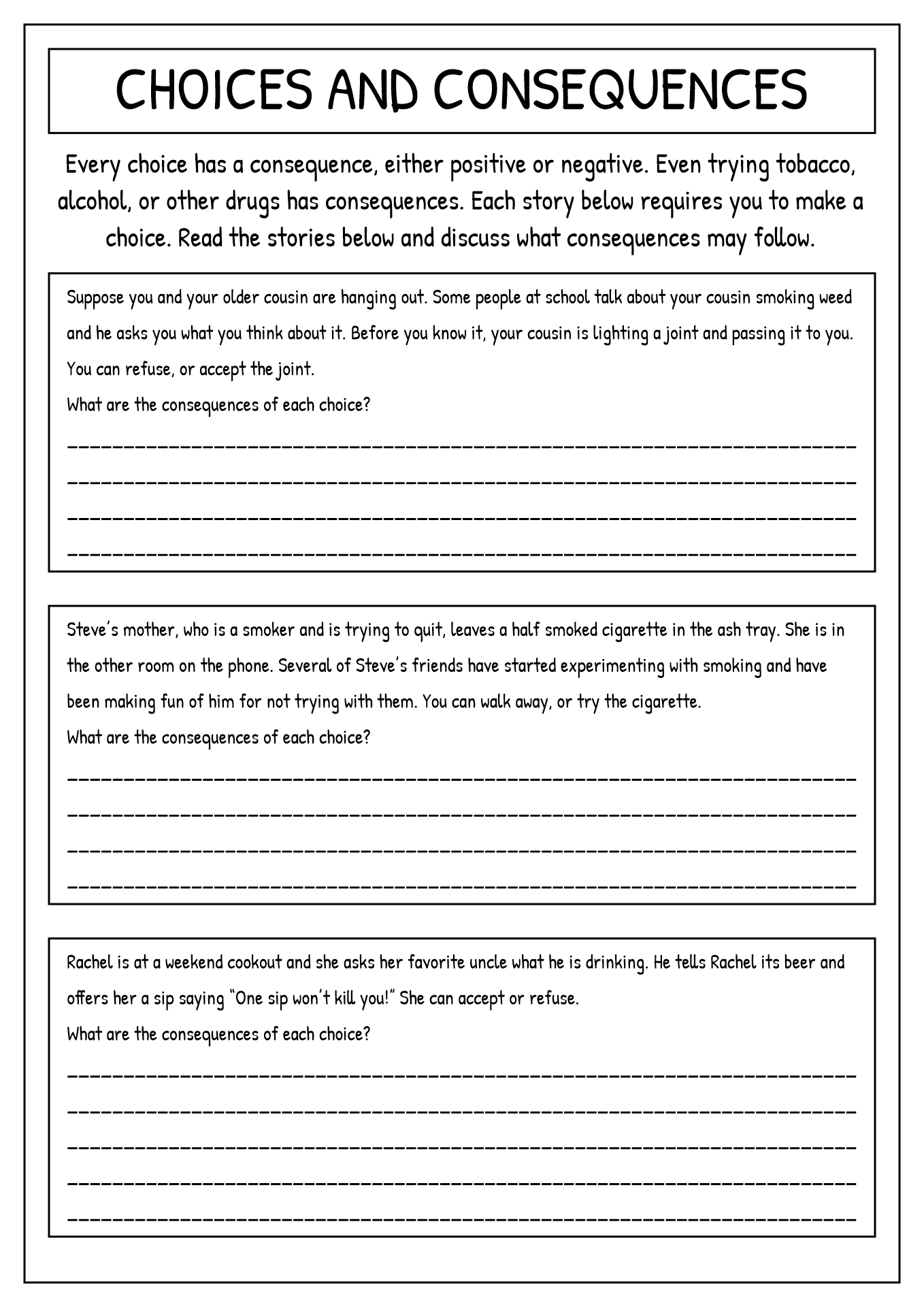 14 Drug Free Worksheets Activities Free PDF At Worksheeto Worksheets Library