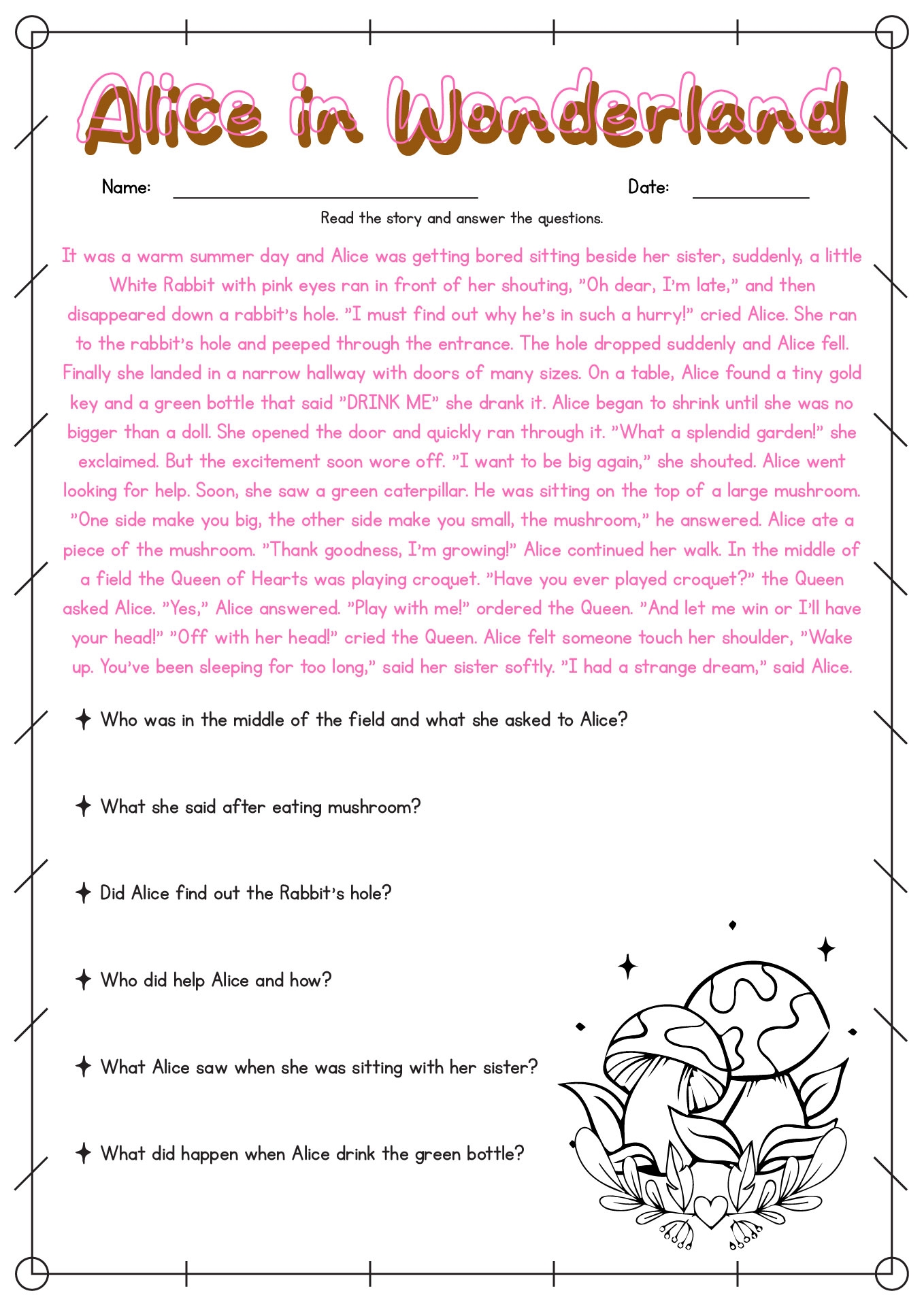 reading comprehension worksheets 4th grade