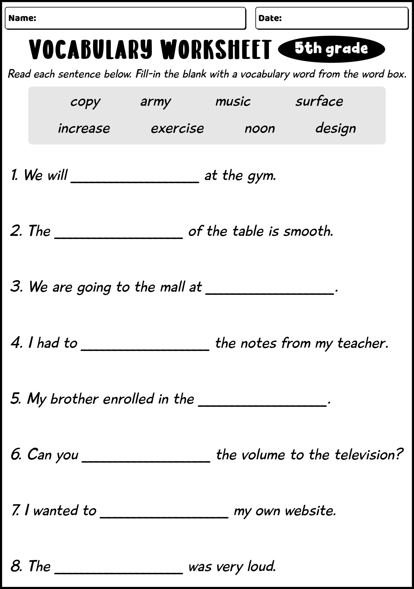 18 5th Grade Vocabulary Worksheets Printable Free PDF At Worksheeto