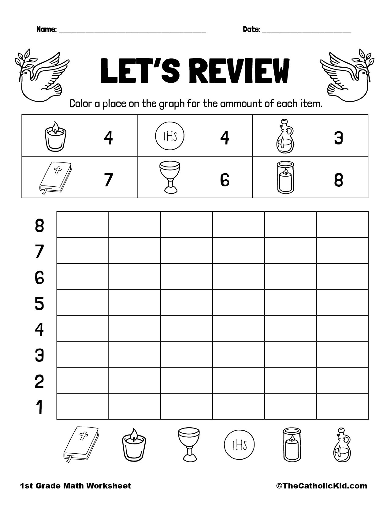 1st Grade Math Review Worksheet TheCatholicKid