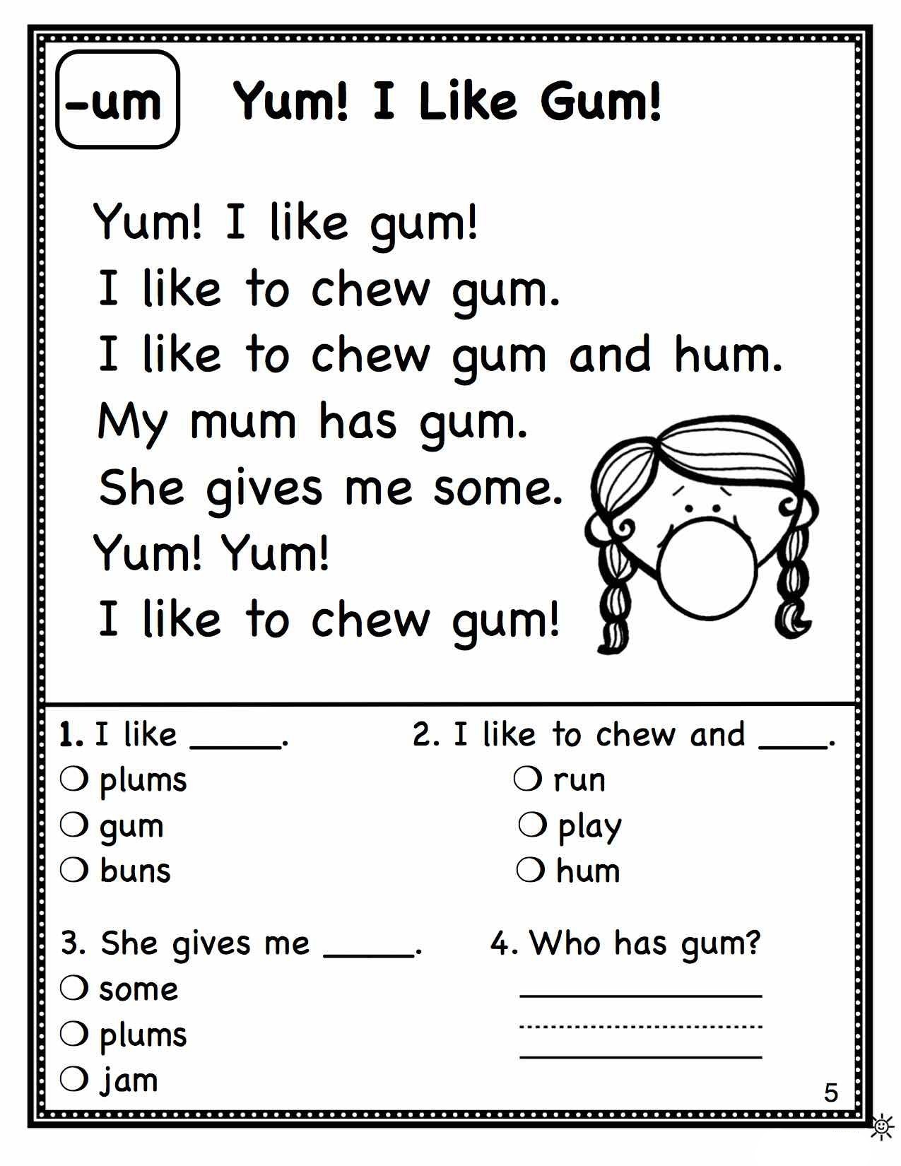 first grade reading worksheets pdf