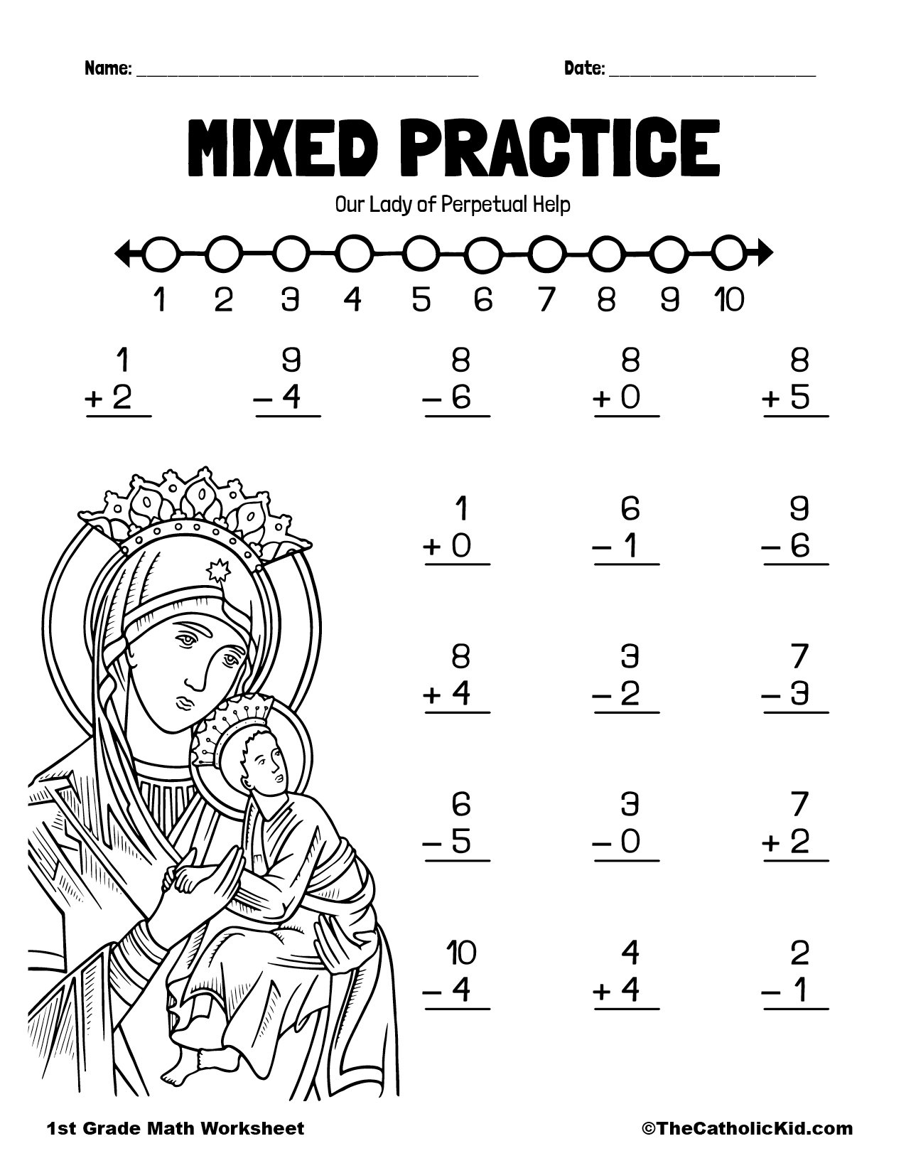 1st Grade Subtraction Catholic Worksheets TheCatholicKid