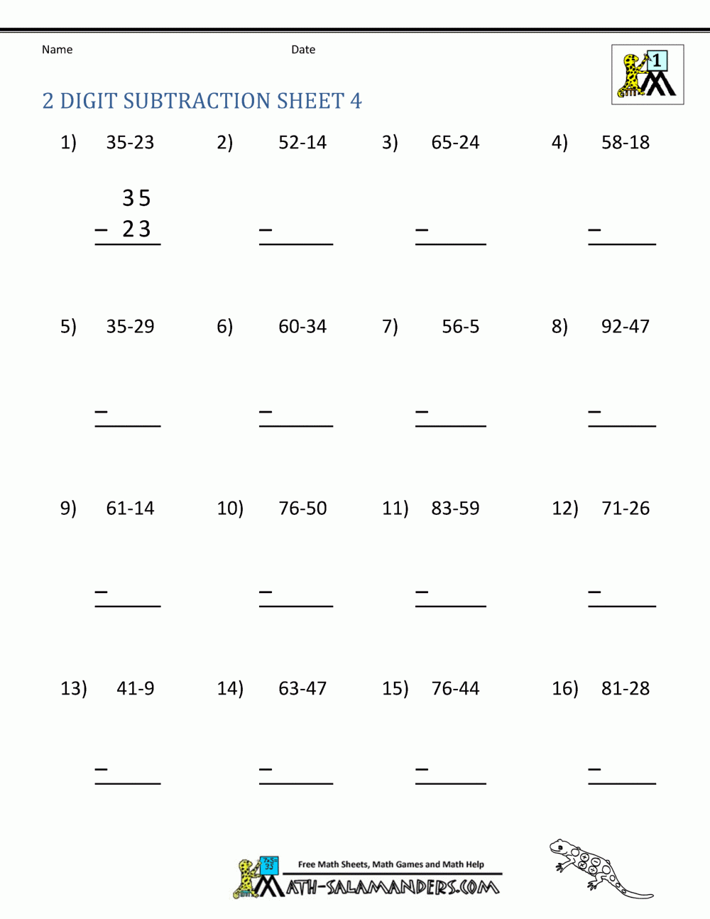 double digit math worksheets