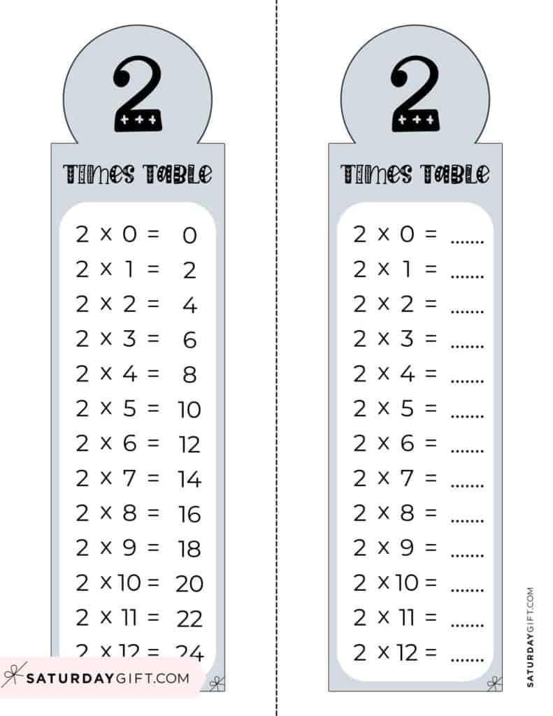 2 Times Table Chart 15 Cute Free Printables SaturdayGift