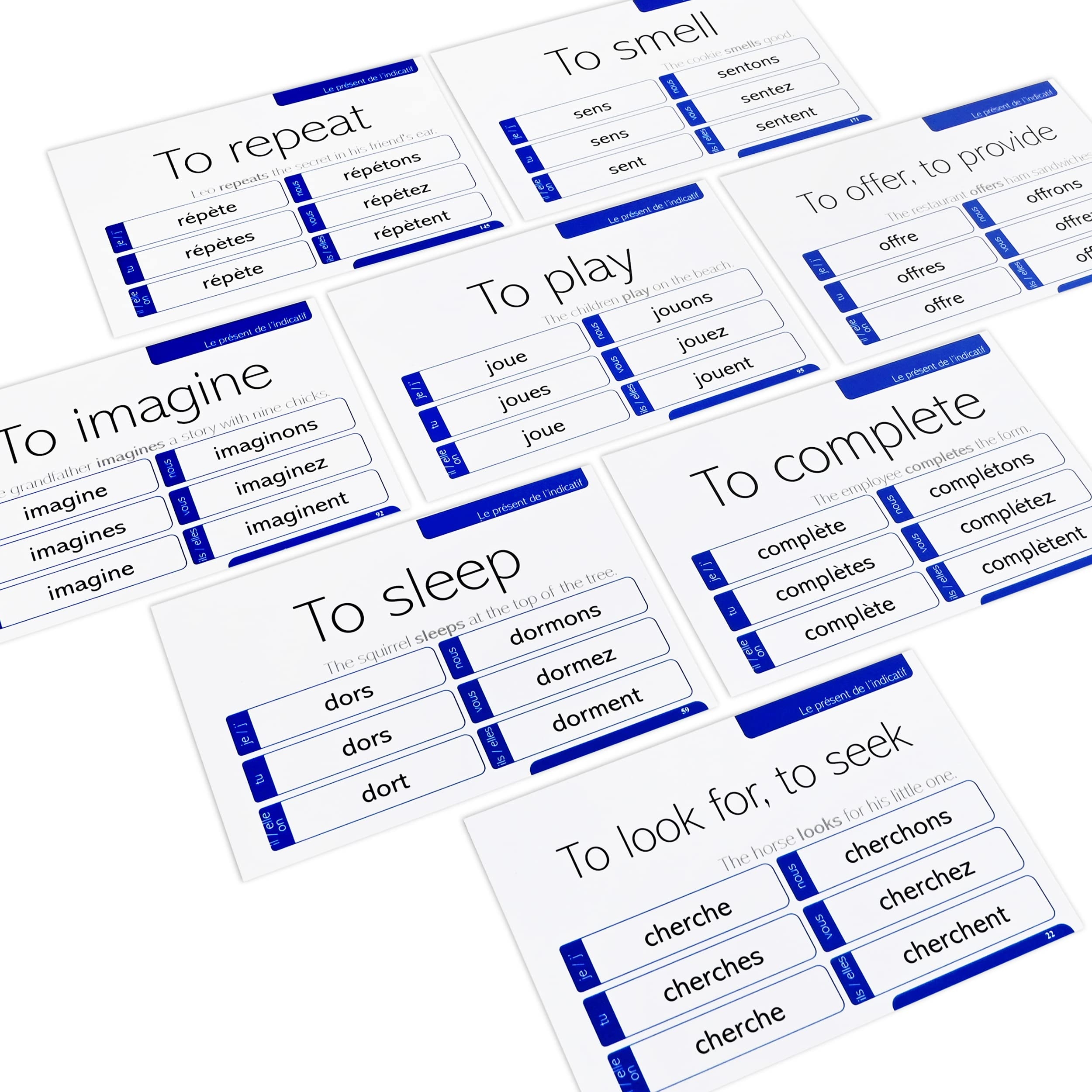 200 French Verb Conjugation Present Tense Flash Cards Full Examples In Both French And English Amazon co uk Toys Games