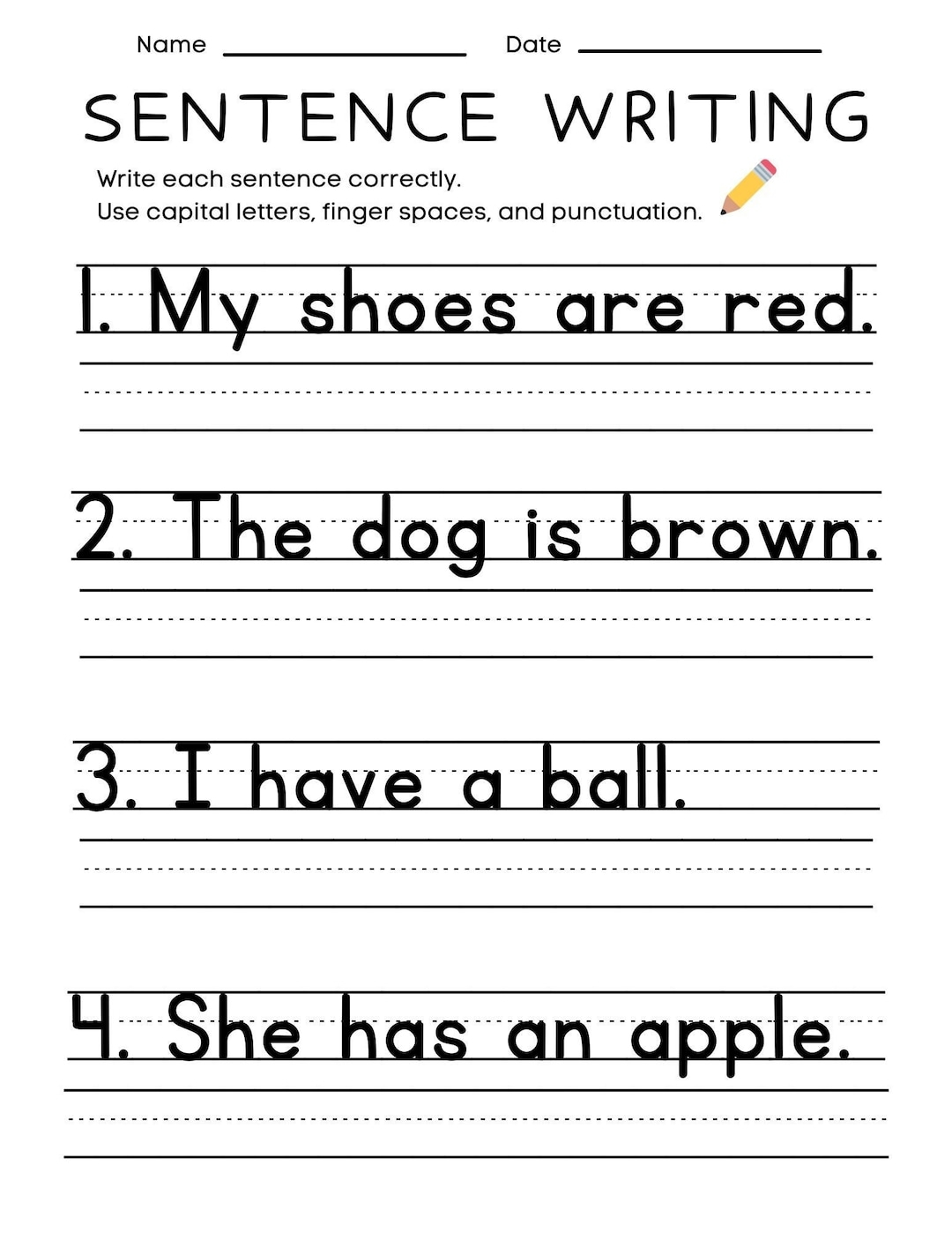 25 Printable Sentence Writing Worksheets Write The Sentence Worksheets Practice Writing Activity 1st 3rd Grade ELA Worksheets Etsy Australia