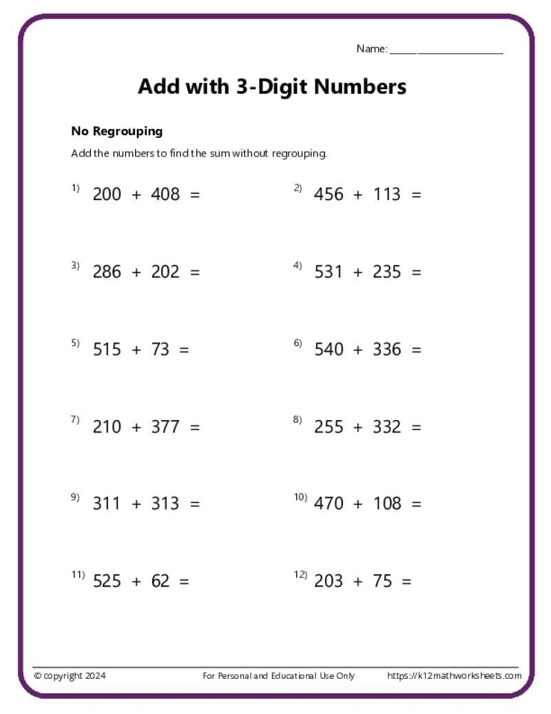 2nd Grade Addition Worksheets