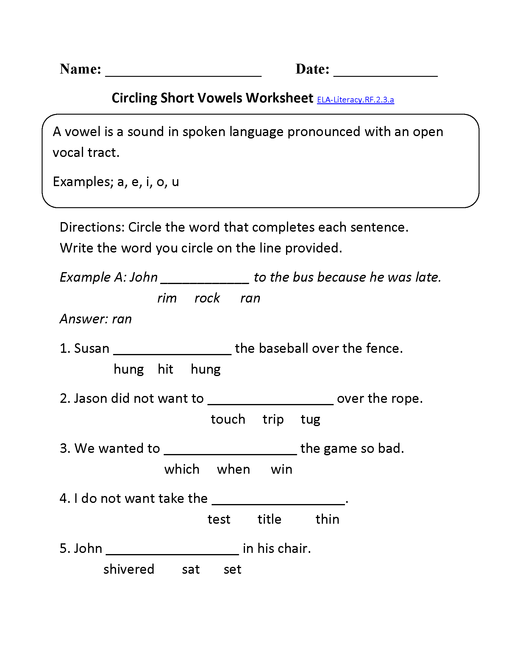 2nd Grade Common Core Reading Foundational Skills Worksheets