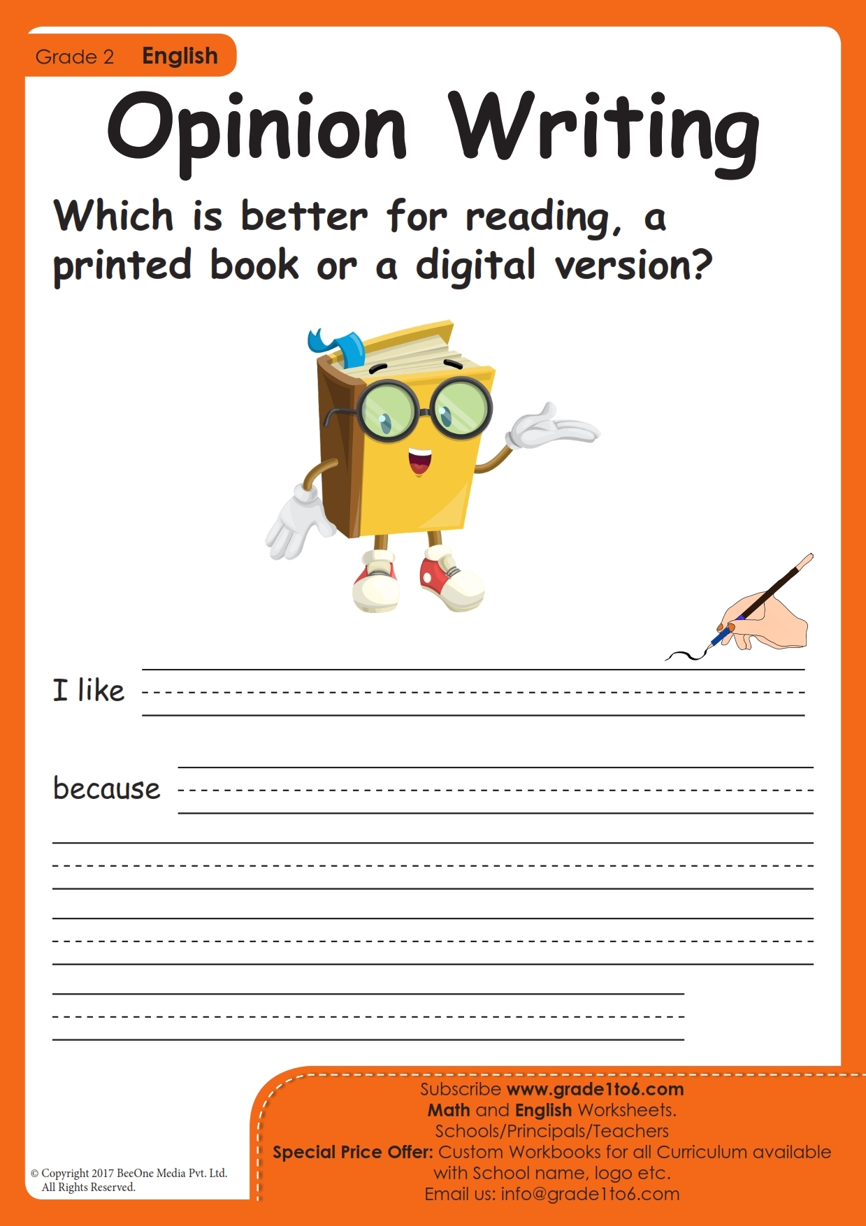 2nd Grade Opinion Writing Worksheet Grade1to6