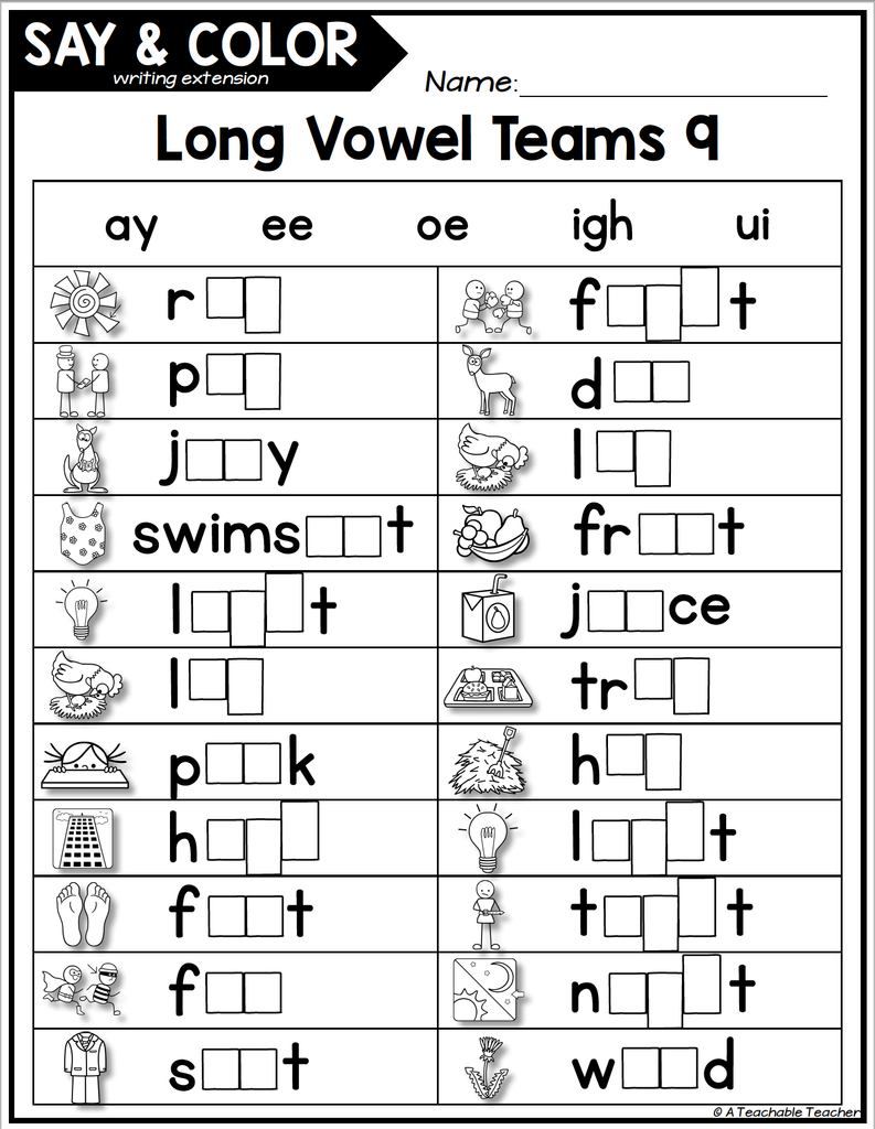 2nd Grade Phonics Worksheets Mixed Vowel Team CVVC Syllables Worksheets Library