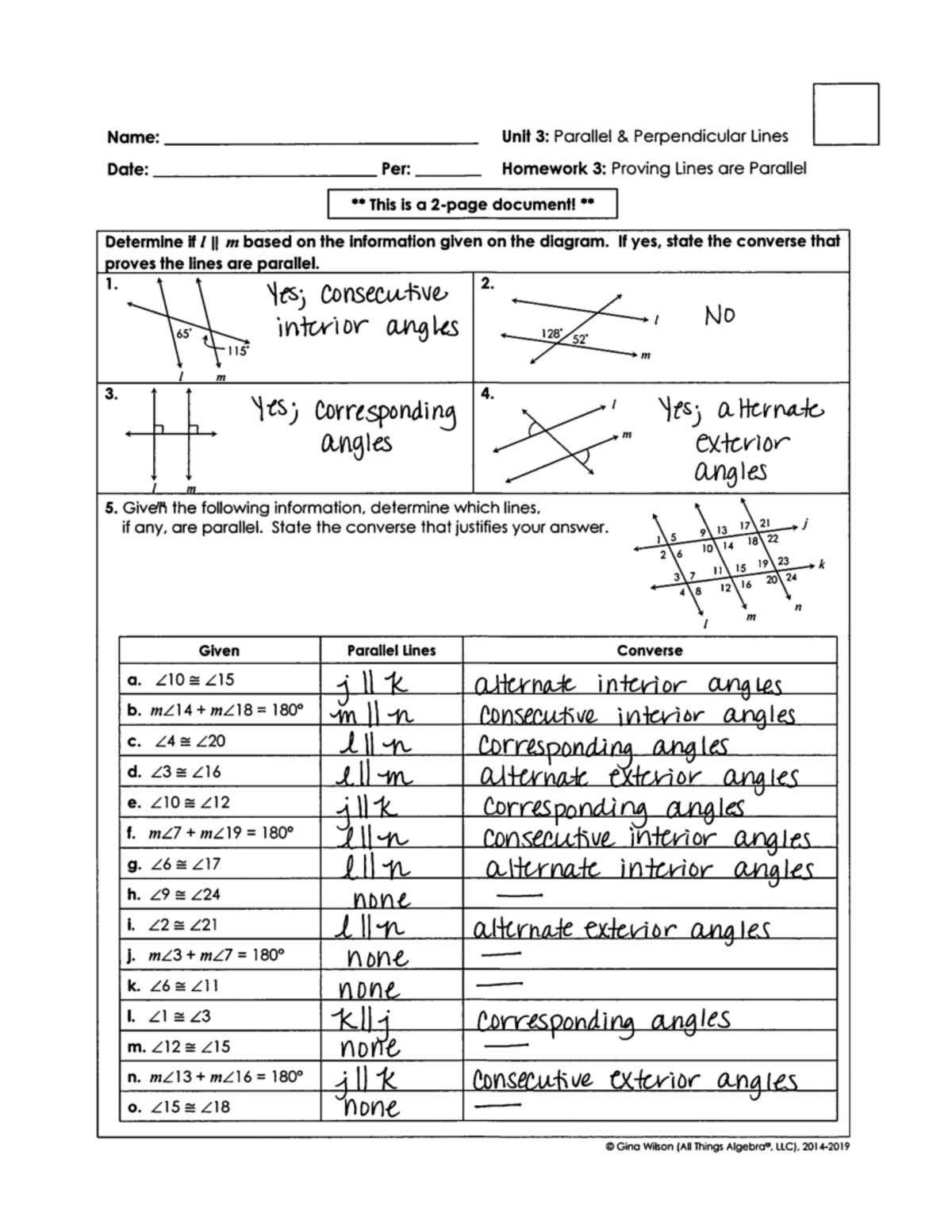3 3 Proving Lines Parallel Converse Assignment Key Studocu