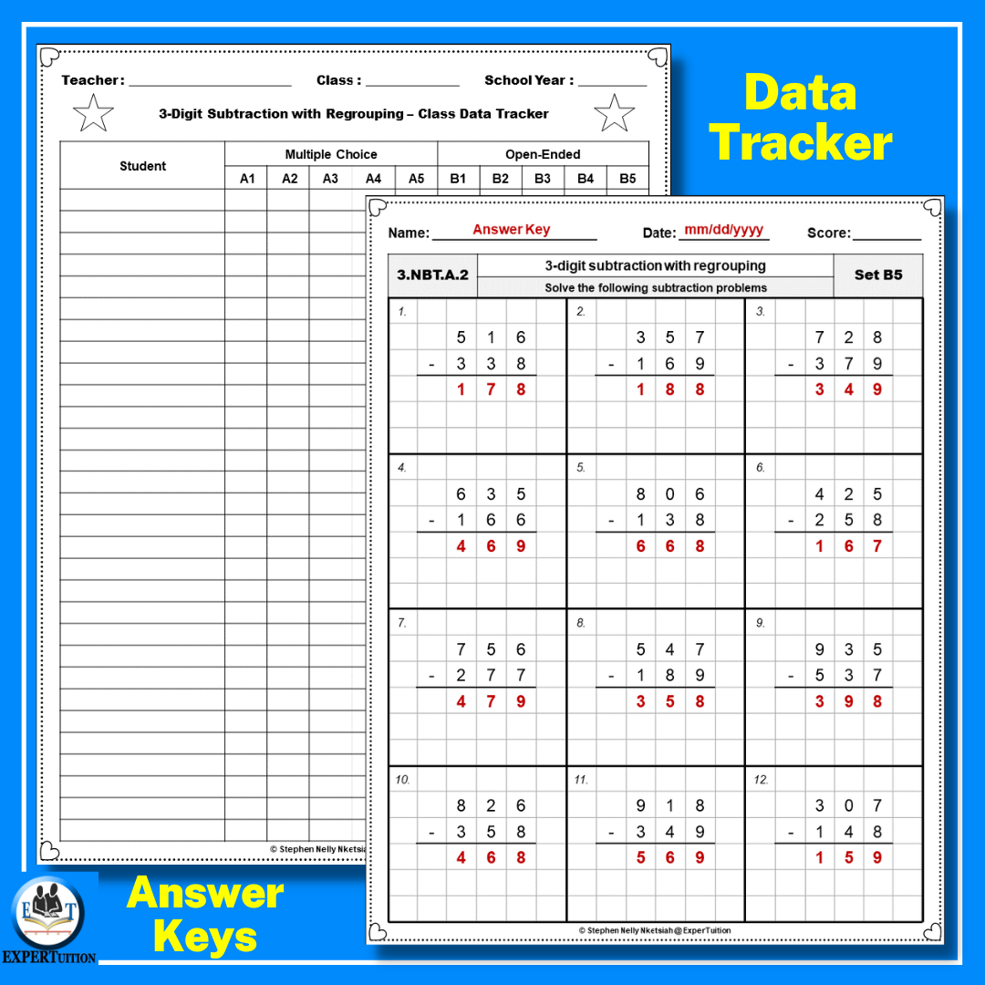 3 Digit Subtraction With Regrouping Worksheets ExperTuition