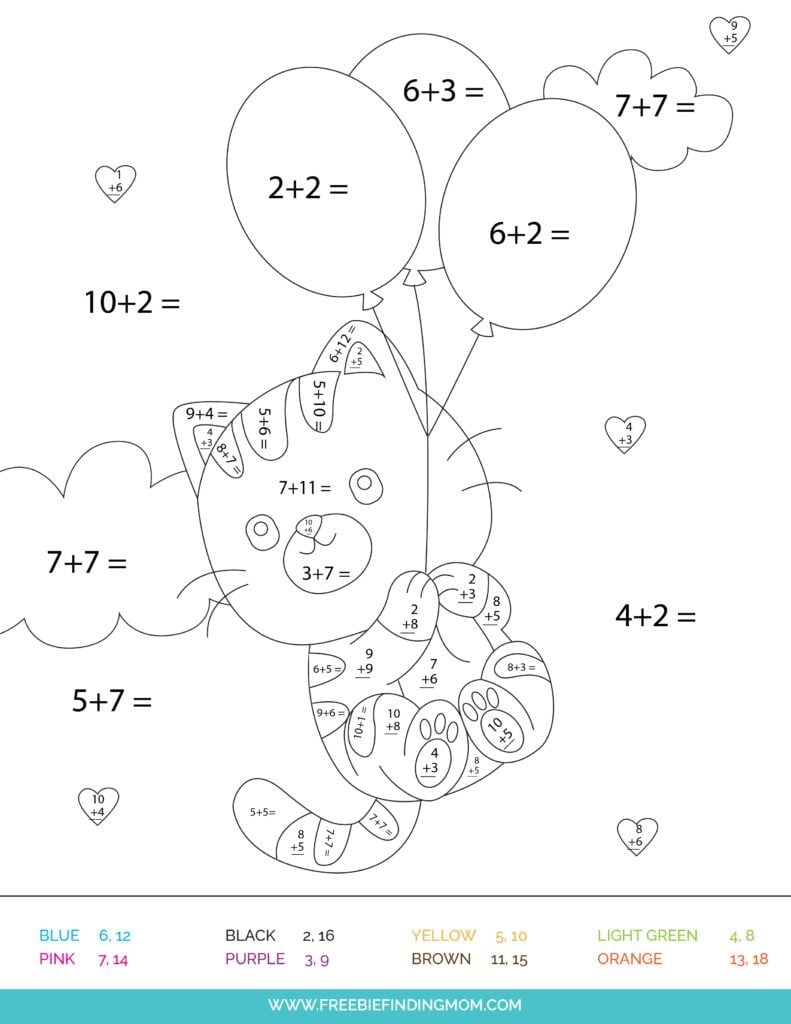 3 Free Addition Color By Number Printables