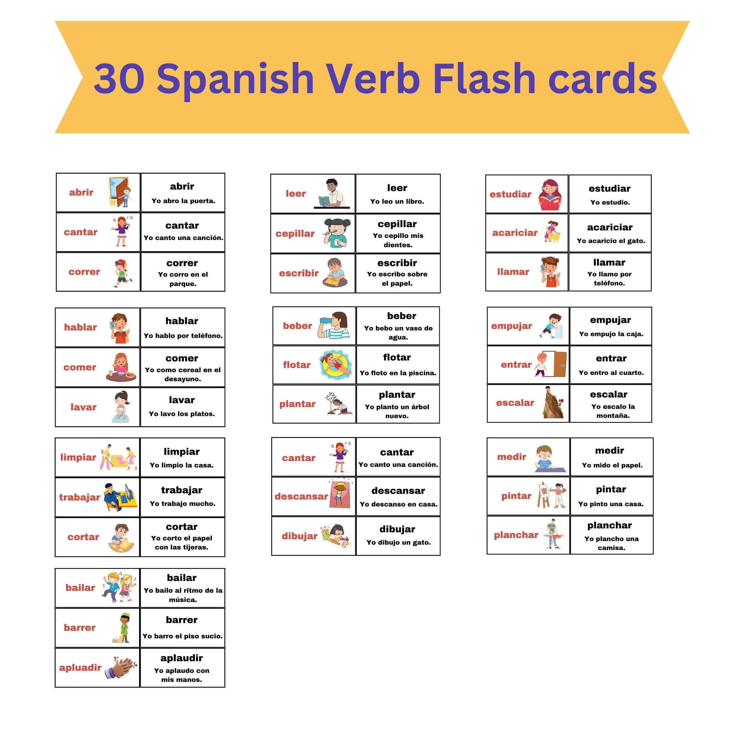 spanish verbs flashcards