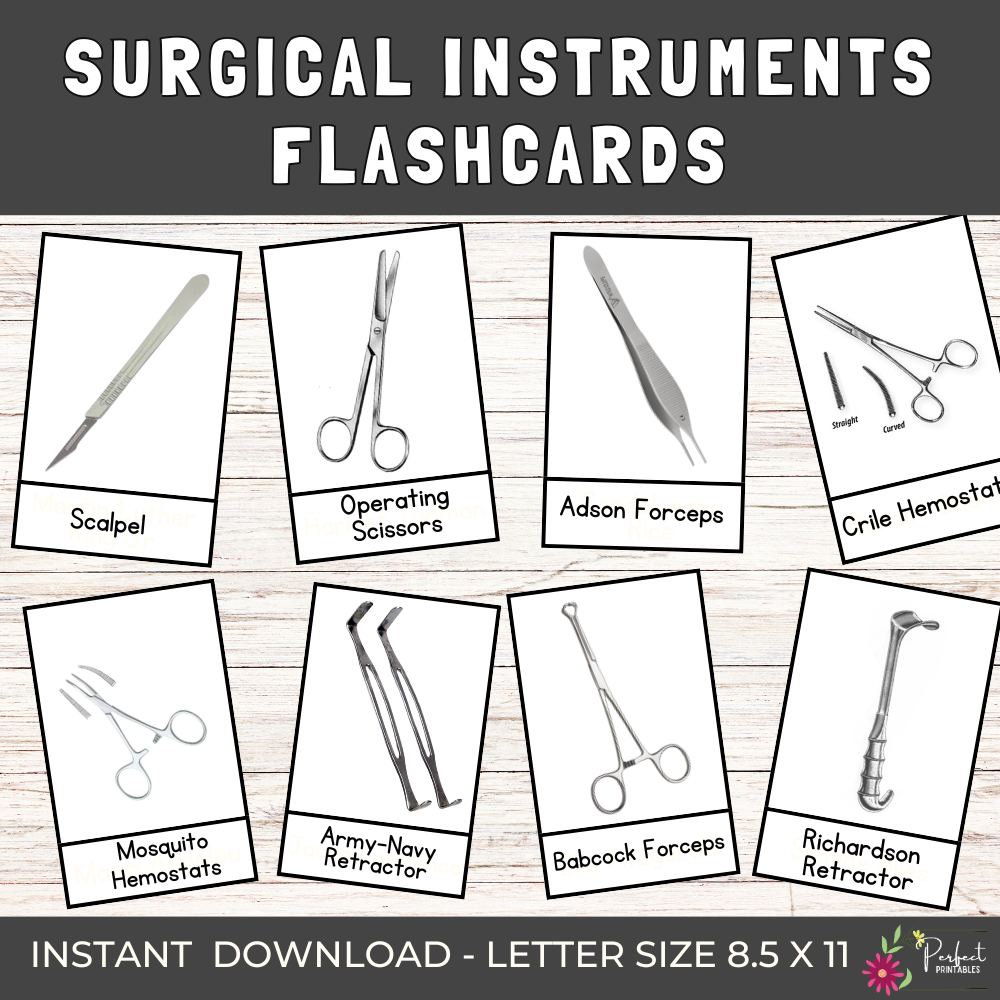 36 Surgical Instruments Flashcards Medical Tools Flashcards With Real Identification Card Teaching Resources