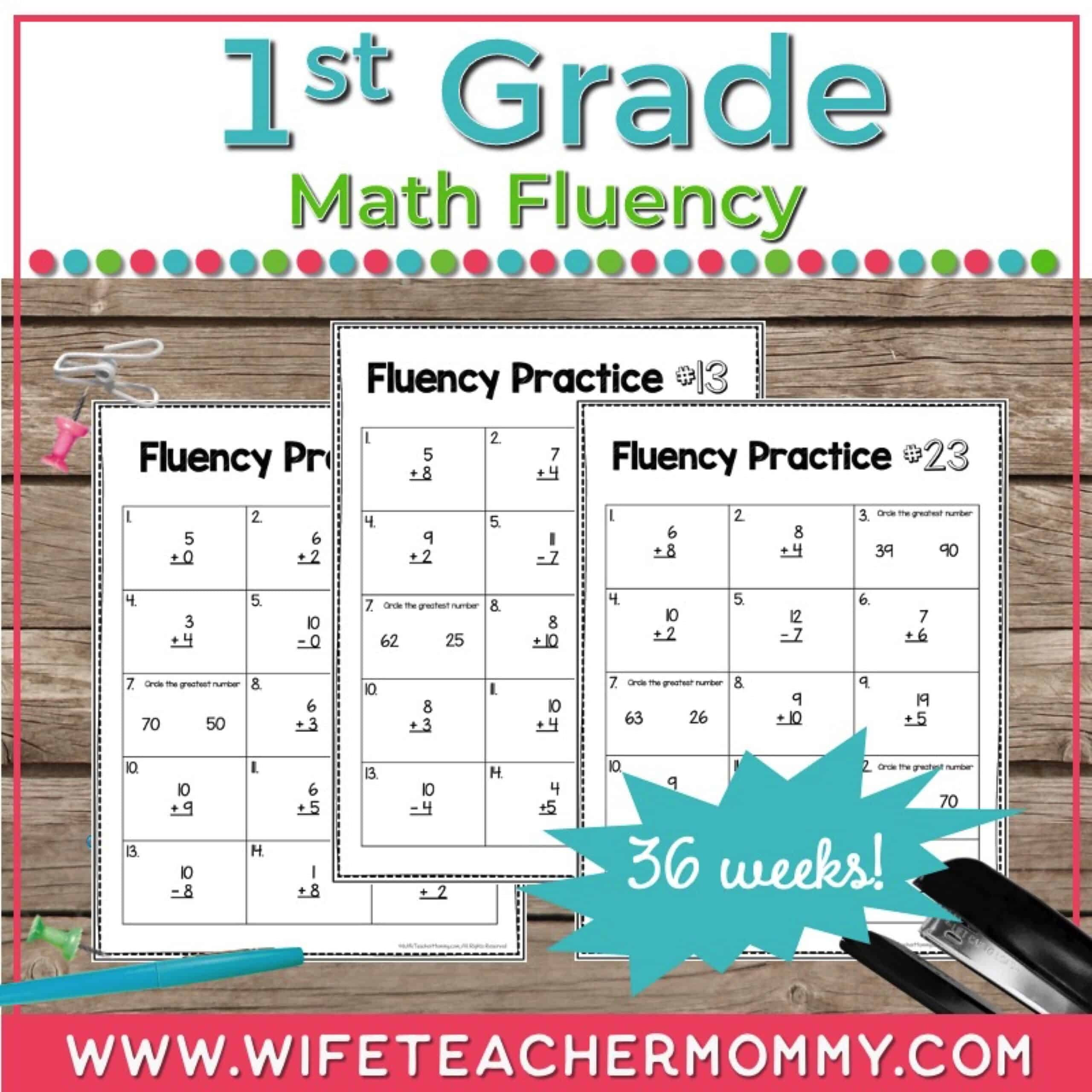 36 Weeks Of 1st Grade Math Fluency Worksheets
