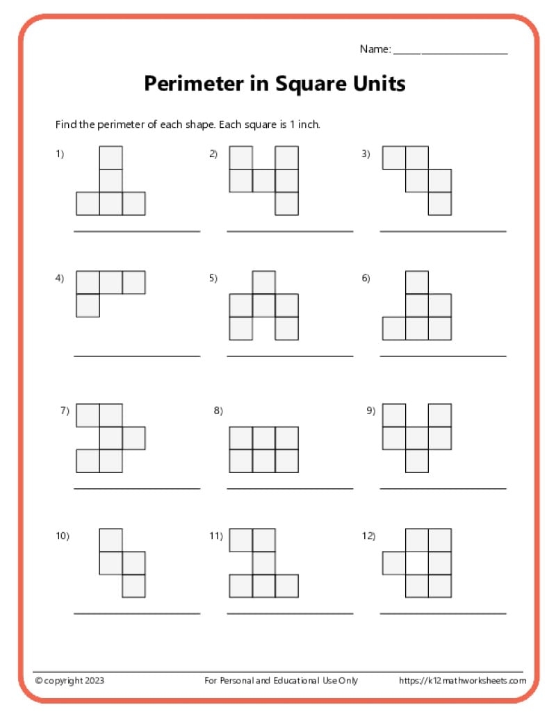 3rd Grade Area And Perimeter Worksheets K12 Math Worksheets