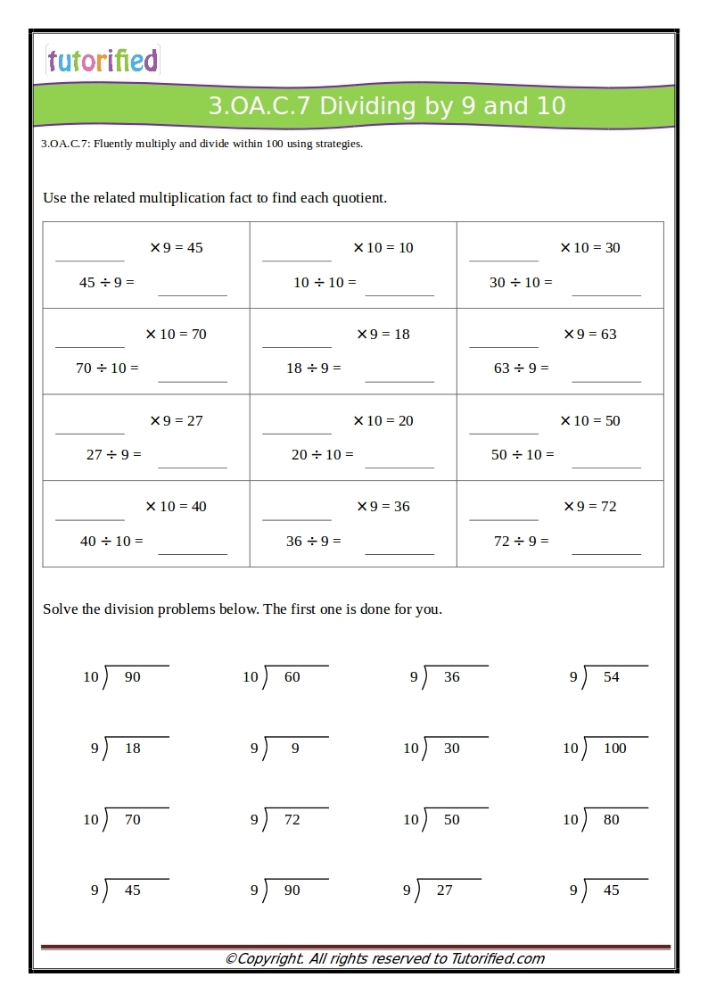 3rd Grade Common Core Math Worksheets