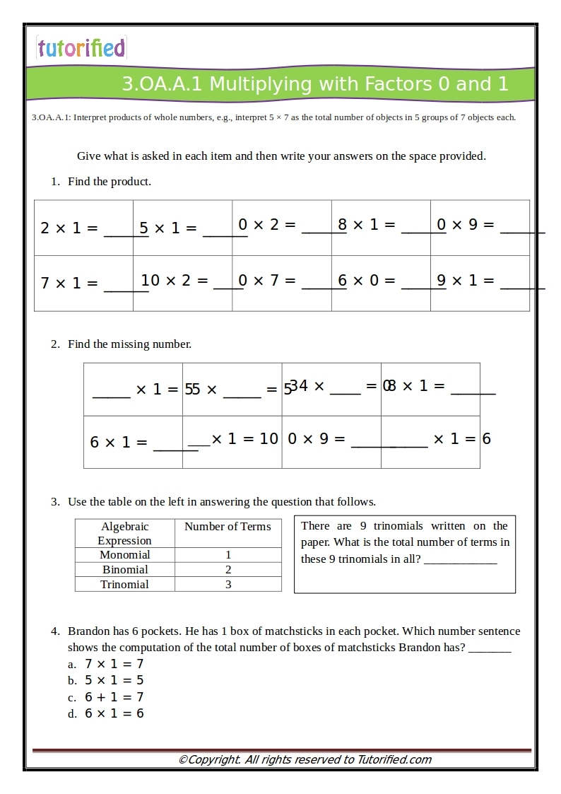 3rd Grade Common Core Math Worksheets
