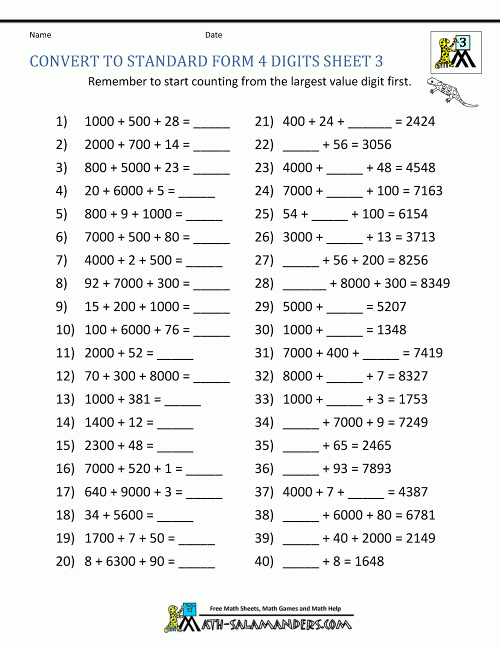 3rd Grade Place Value Worksheets Worksheets Library