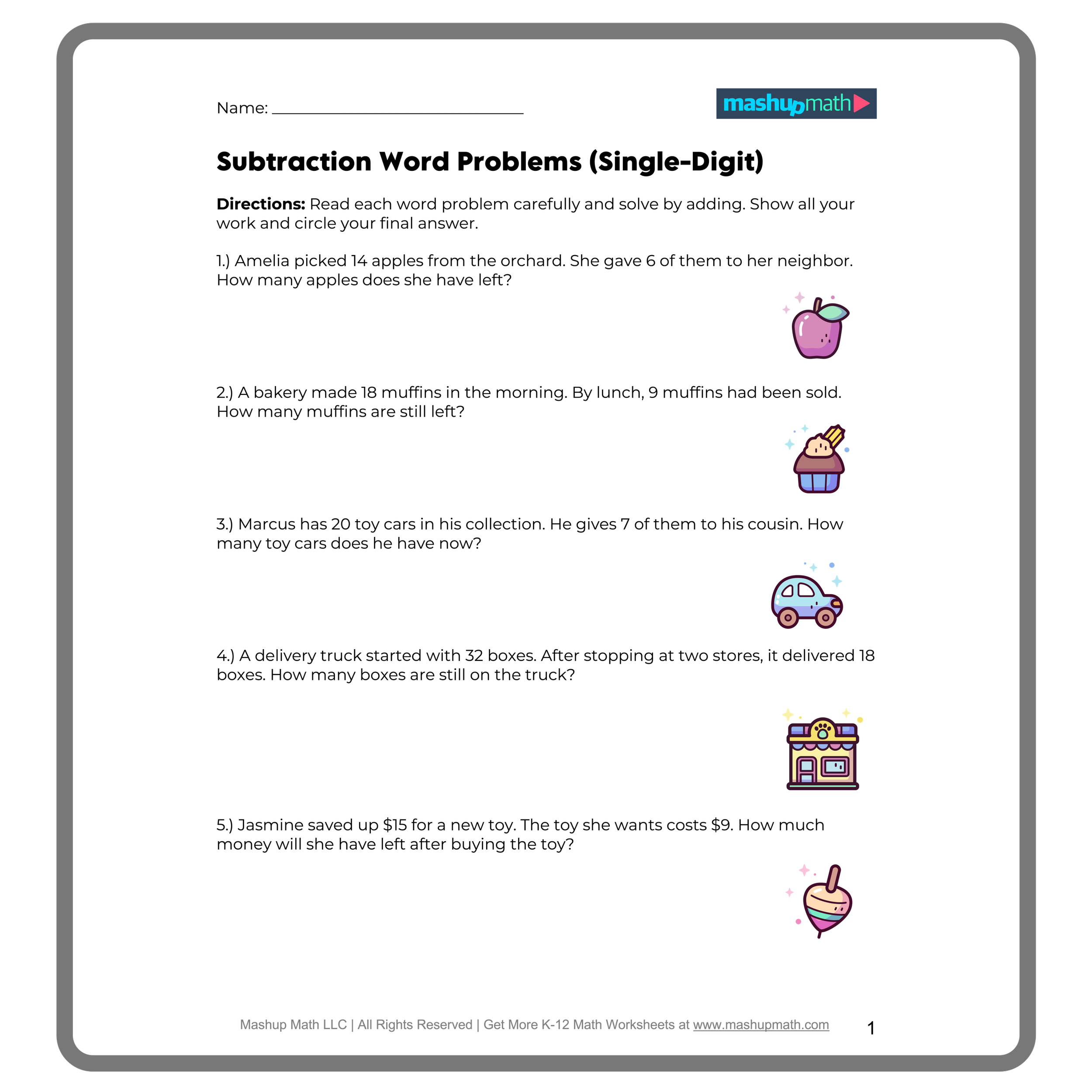 3rd Grade Word Problems Free PDF Worksheets Mashup Math