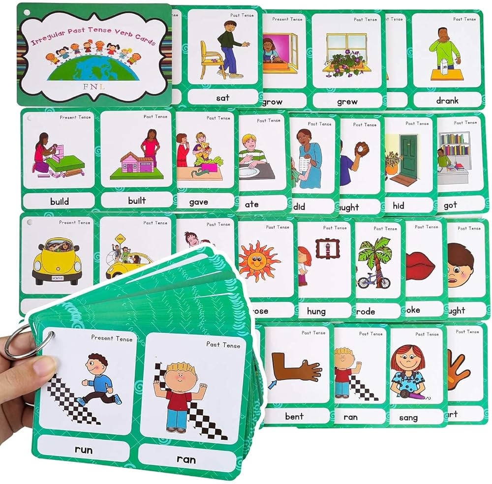 46 Groups Irregular Past Verbs English Index Cards Grammar Learning Pocket Cards For Nursery Teacher Home School Accessories Amazon de Toys
