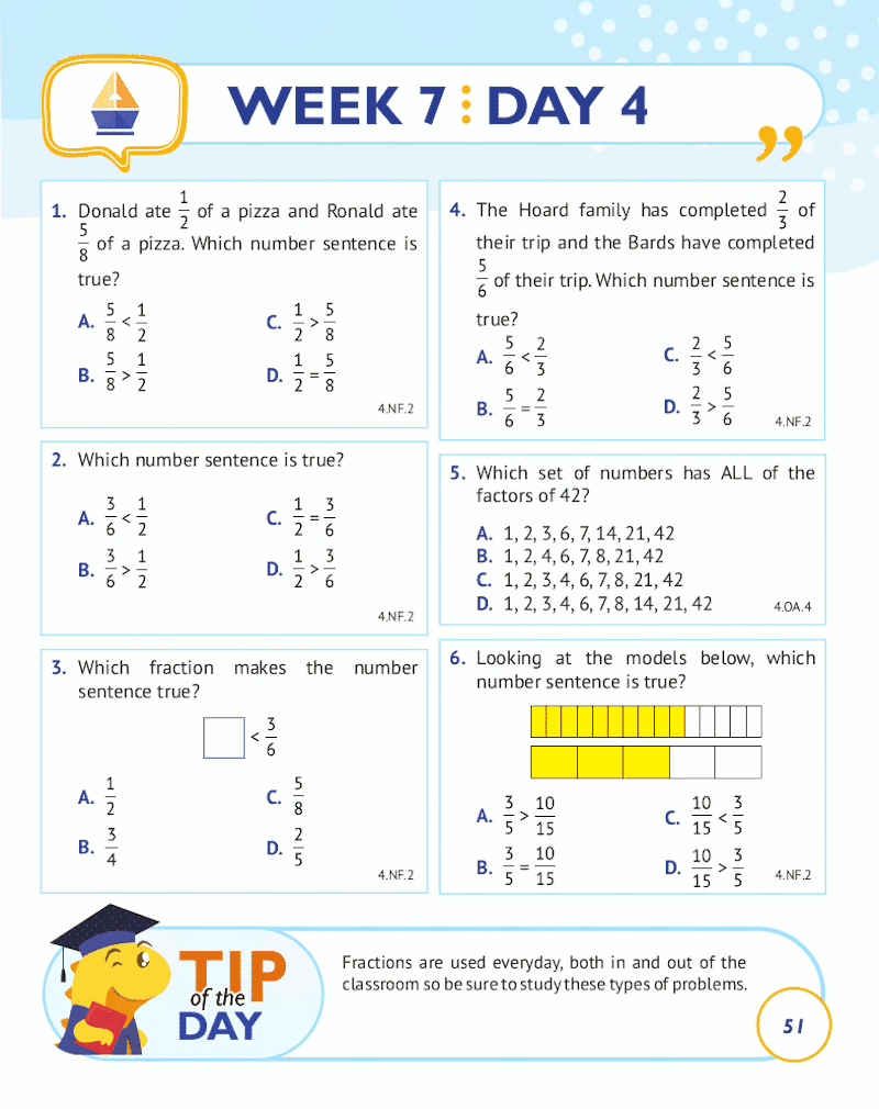 4th Grade Common Core Math Daily Practice Workbook Part I Multiple Choice ArgoPrep