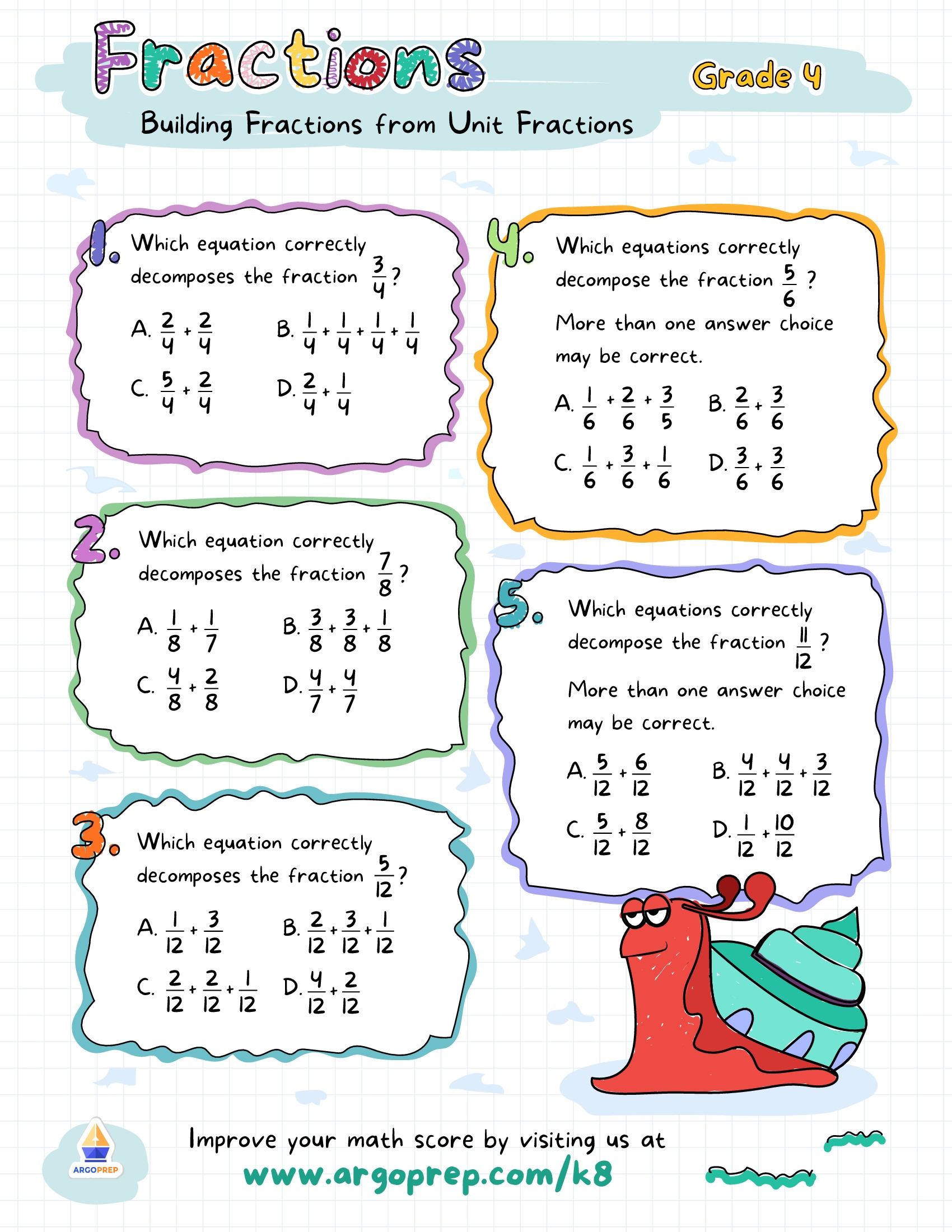 4th Grade Fractions Subtracting Fractions Worksheets For Free ArgoPrep