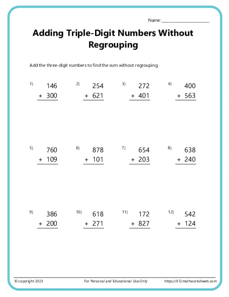 4th Grade Math Worksheets