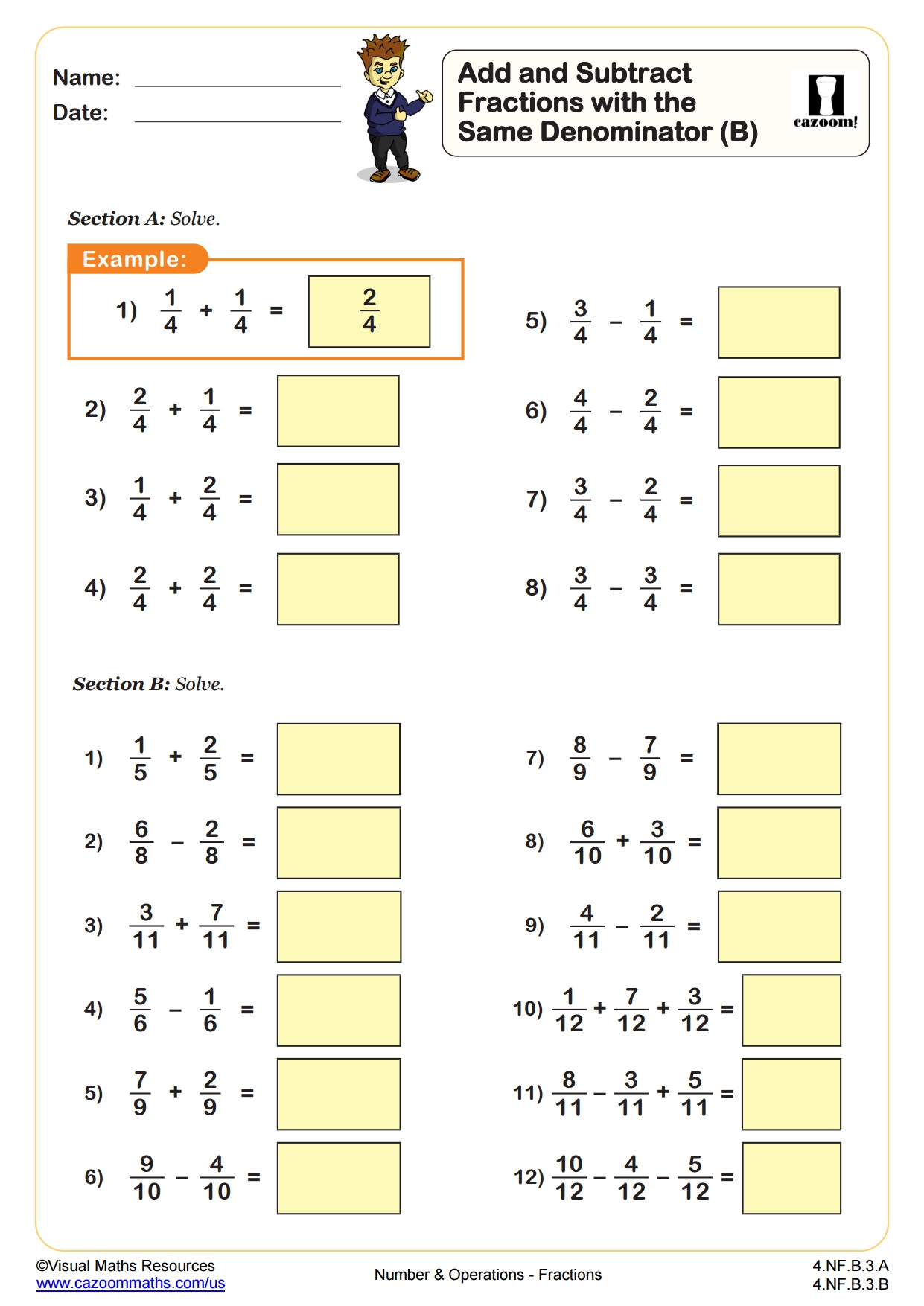 5th Grade Fractions Worksheets PDF Printable Worksheets Cazoom Math