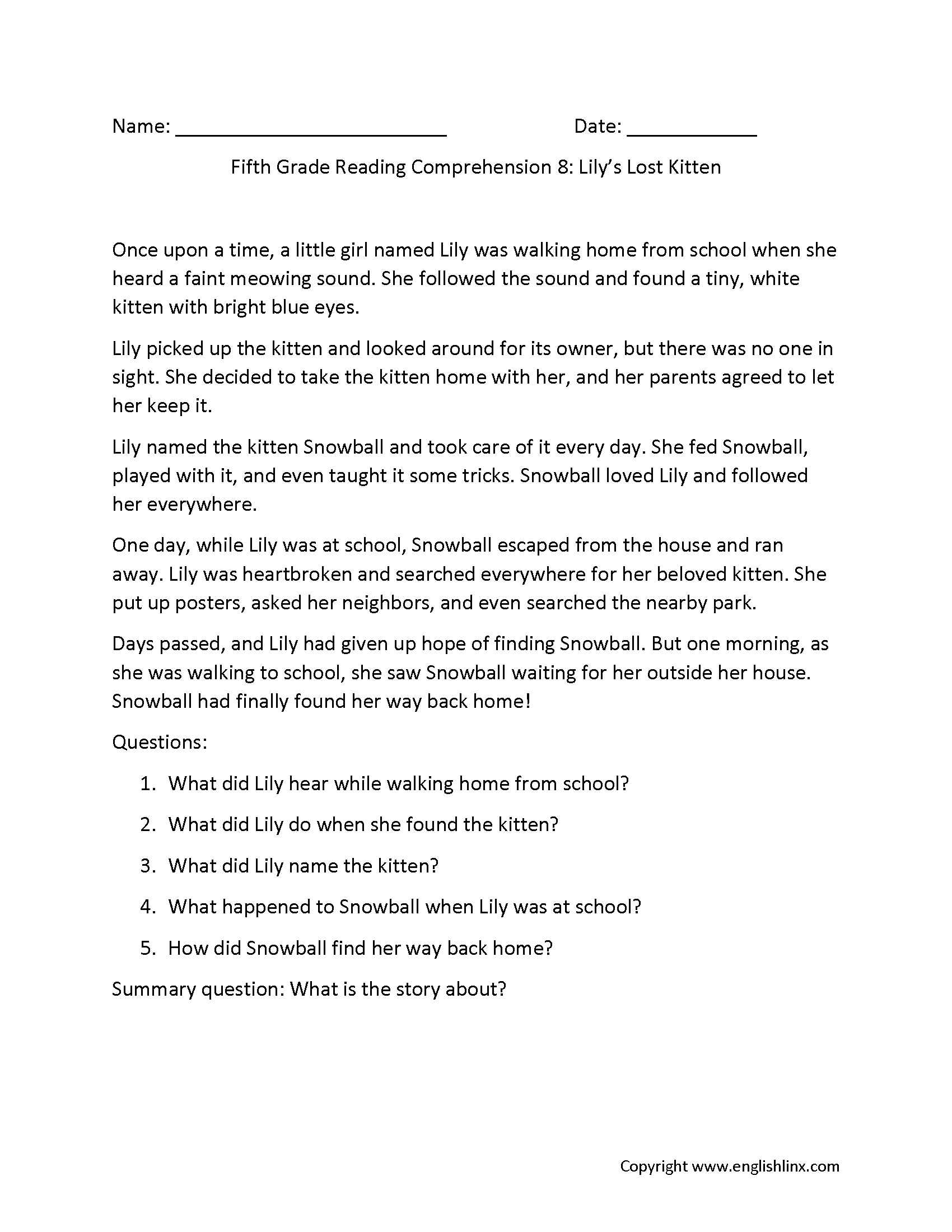 5th Grade Reading Comprehension Worksheets Inference Main Idea Text Evidence