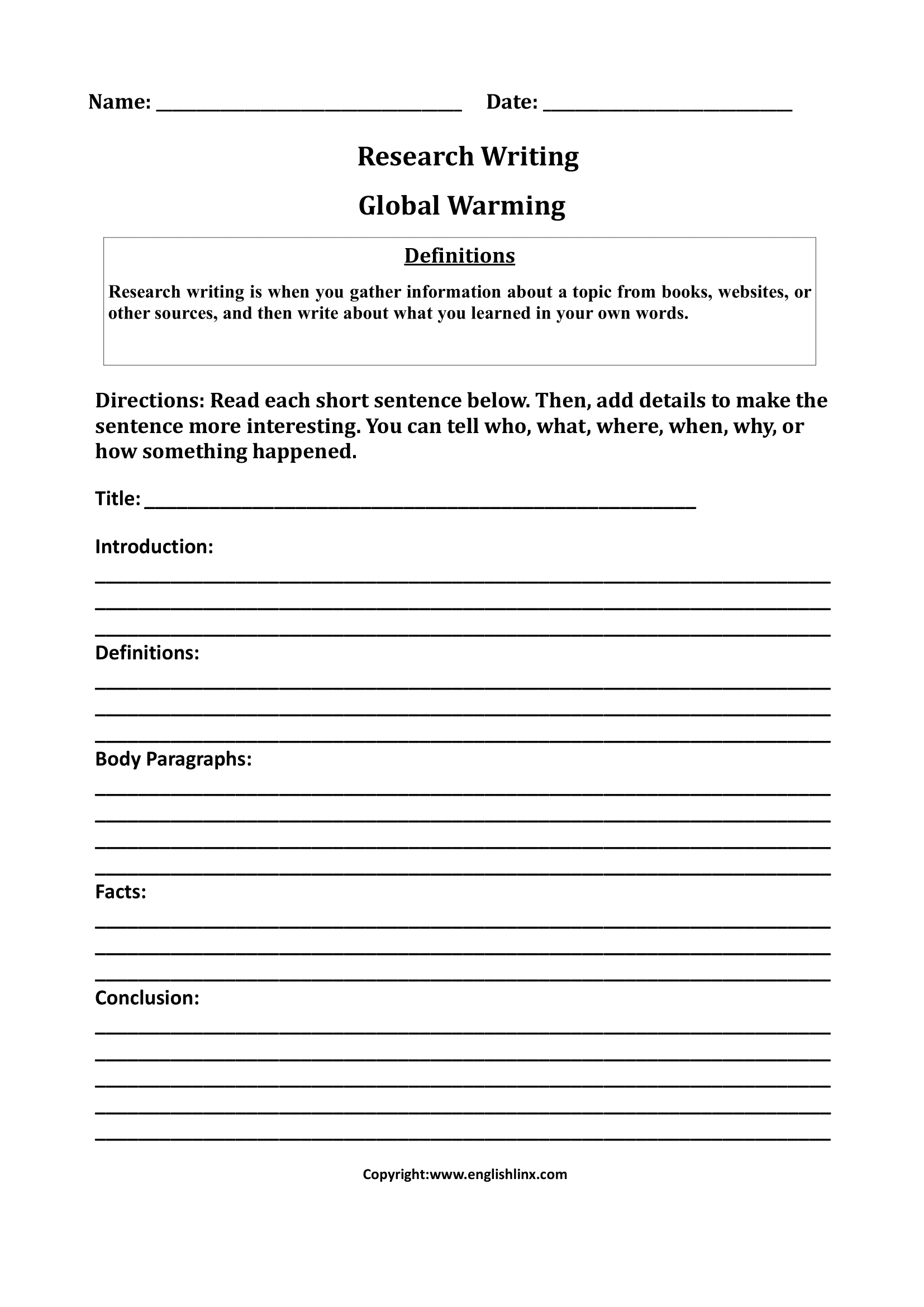 5th grade writing worksheets