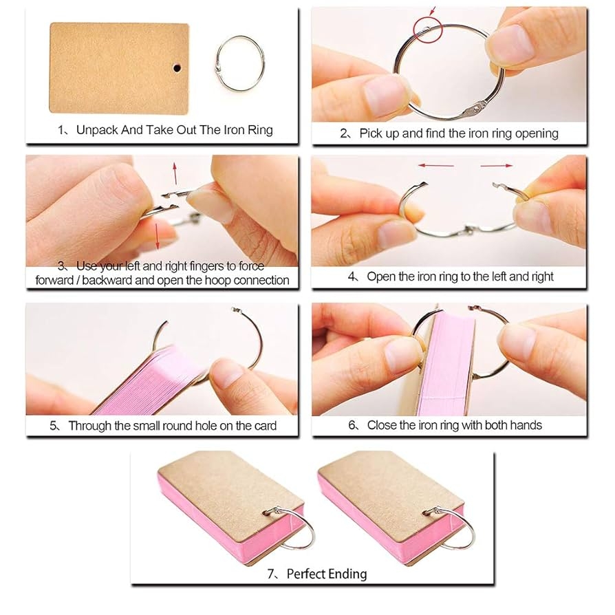 6 Sets Flash Cards Including 300 Cards For Study Revision Cards Index Cards Kraft Paper Cards And Notepad With Metal Rings Multi Colour 6 Colours Amazon de Stationery Office Supplies