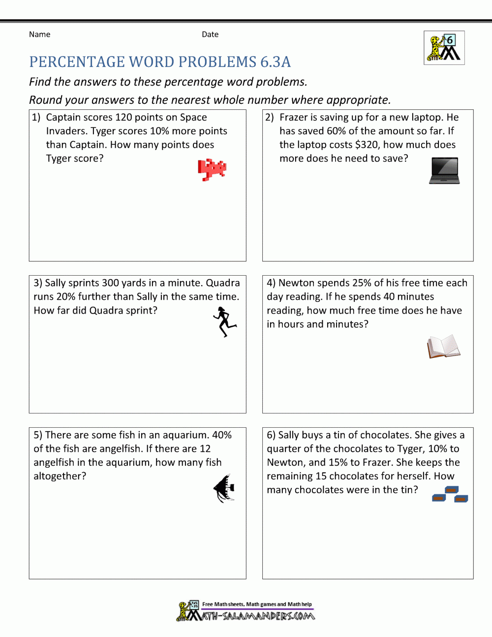 6th Grade Percent Word Problems