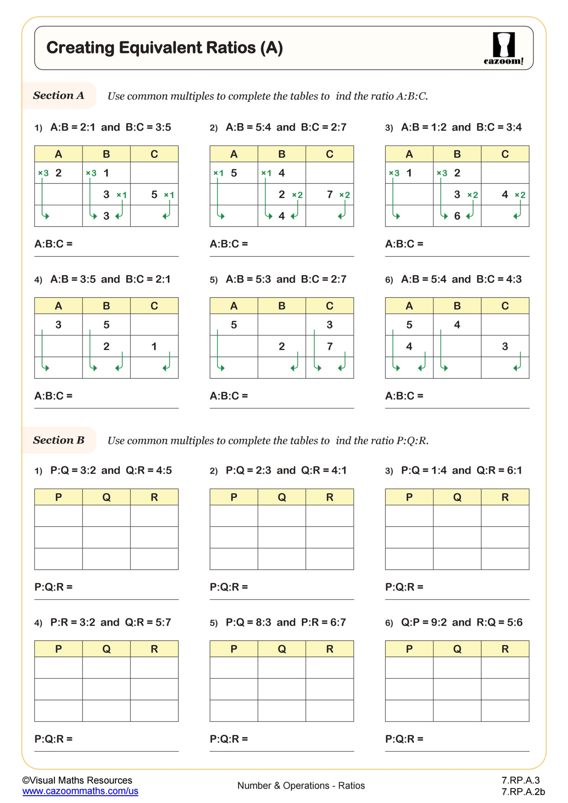 6th Grade Ratio And Proportional Relationships Worksheets PDF Printable Worksheets Cazoom Math