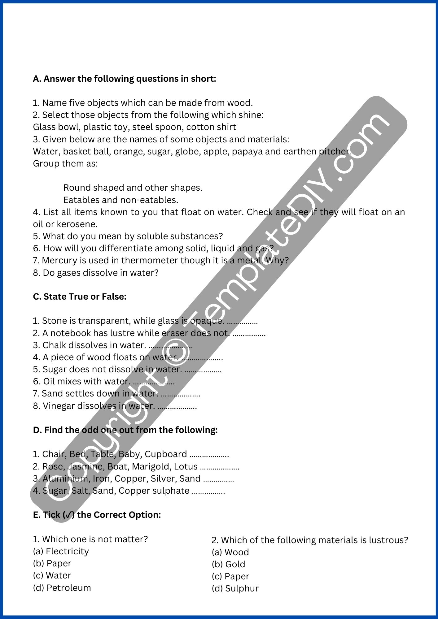 6th Grade Science Worksheets Template Printable PDF Word